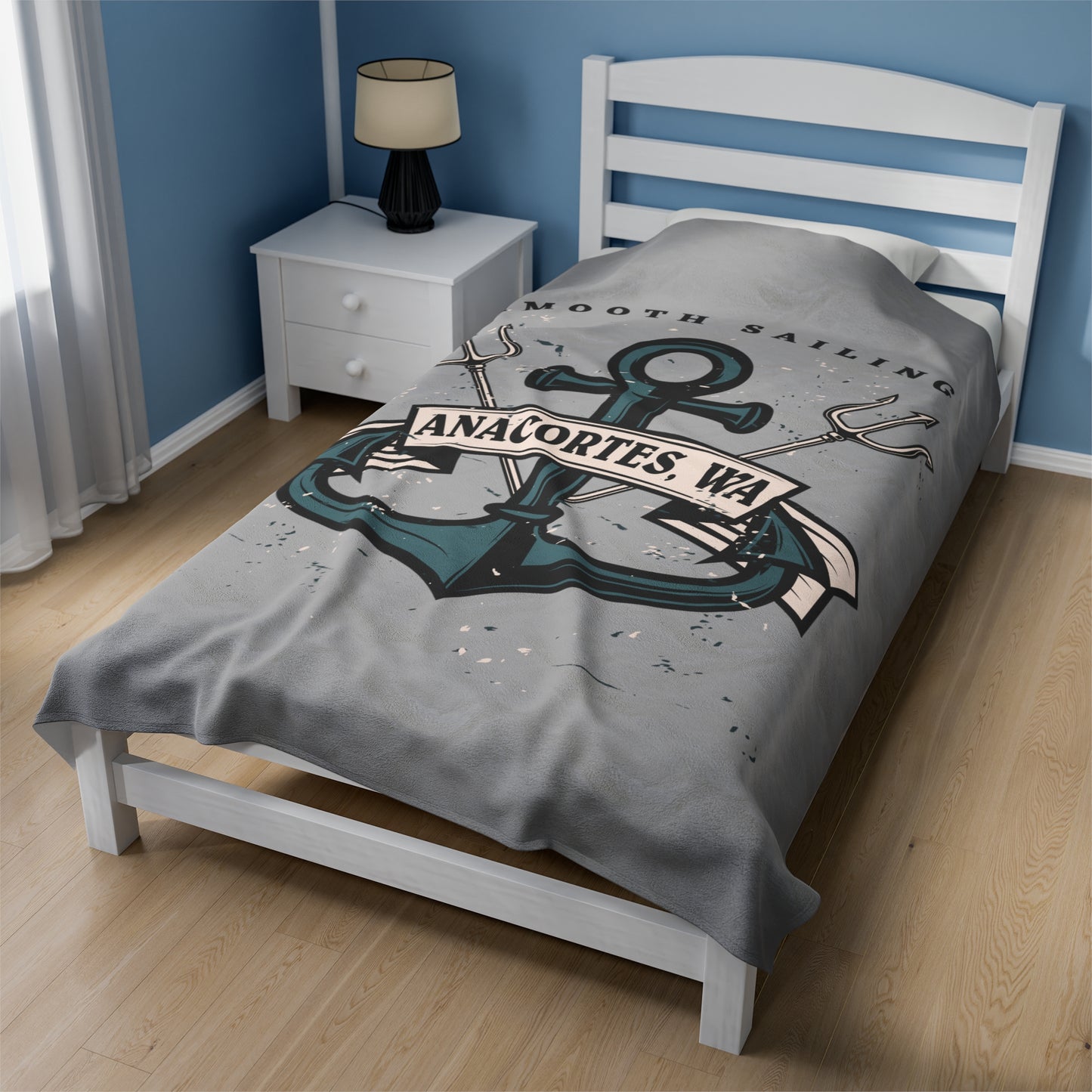Anacortes - Anchor Velveteen Plush Blanket