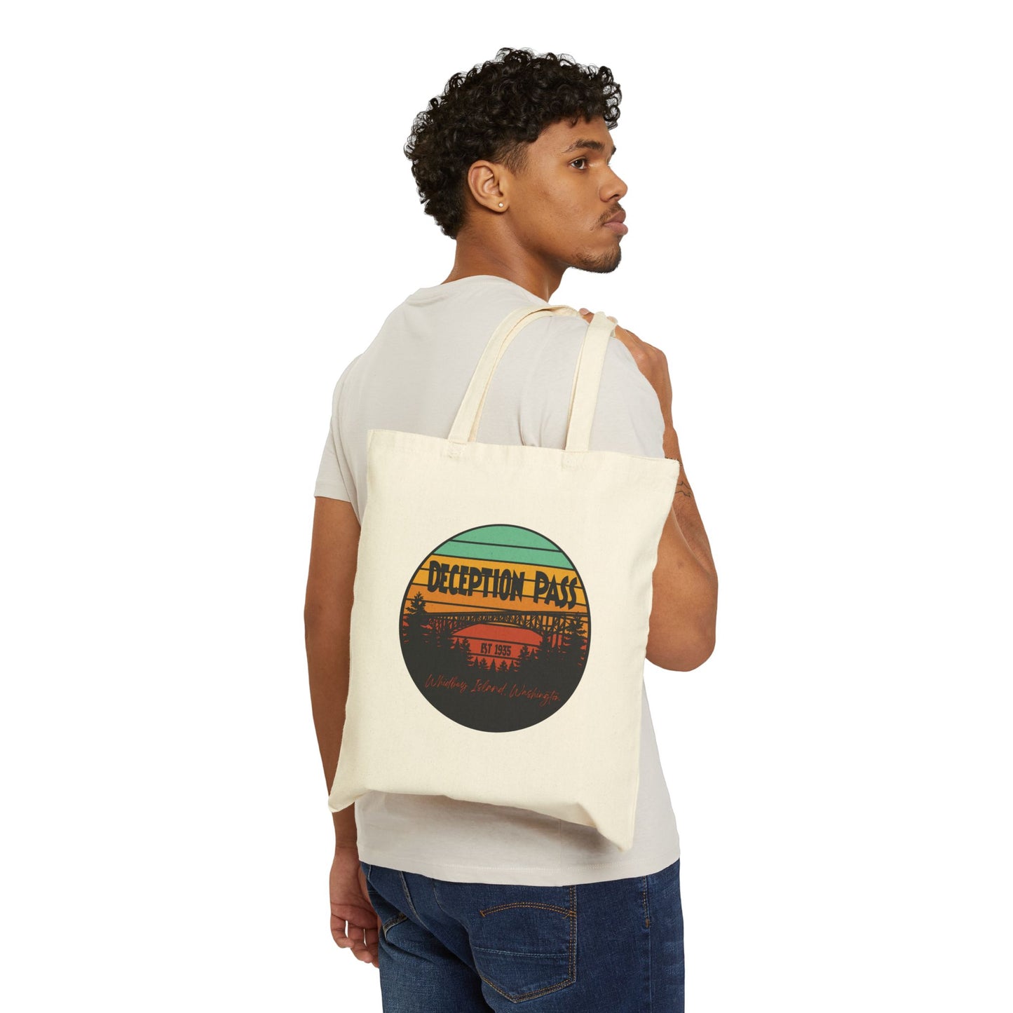 DECEPTION PASS BRIDGE, Cotton Canvas Tote Bag