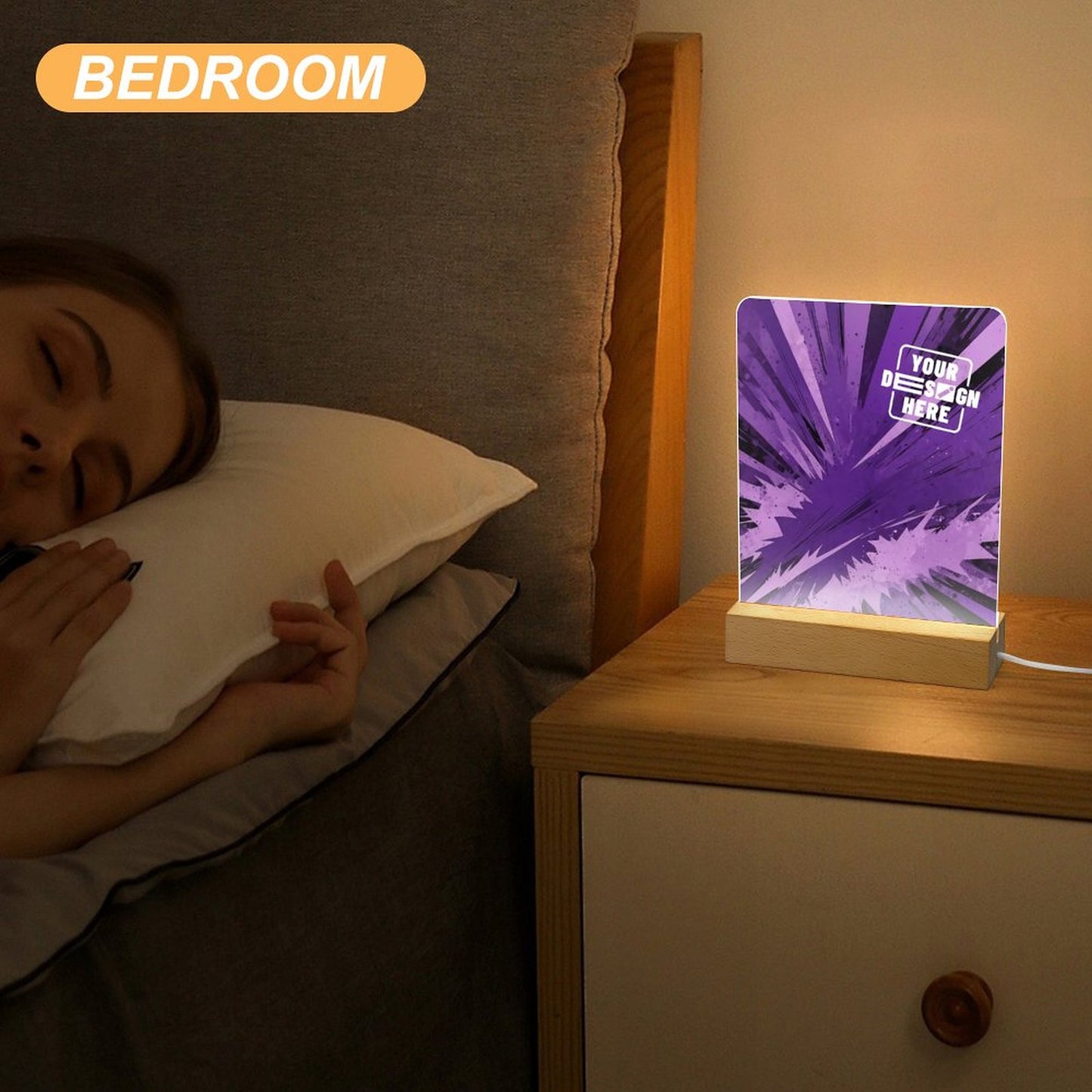 Acrylic Night Light with Wooden Base