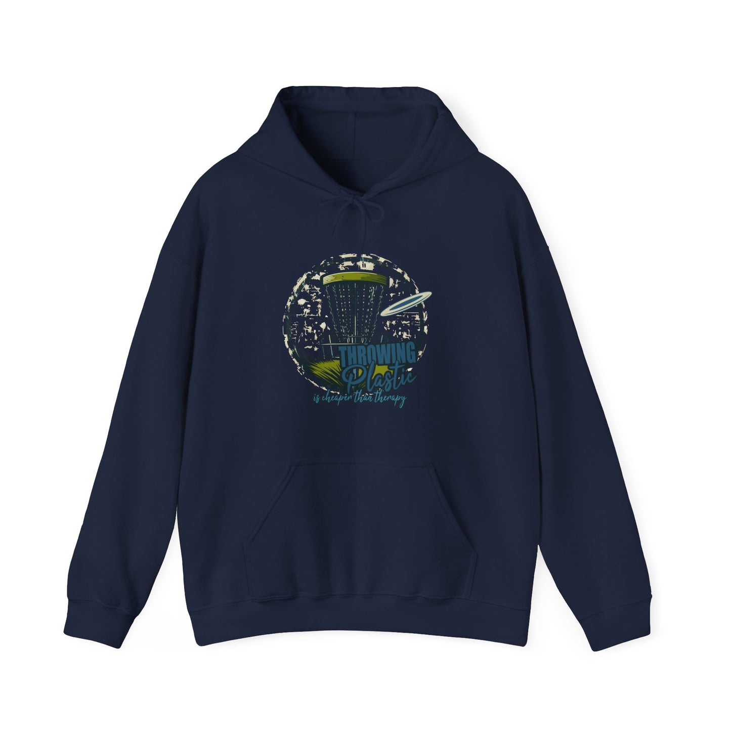 DISC GOLF IS CHEAPER THAN THERAPY, Unisex Heavy Blend™ Hooded Sweatshirt