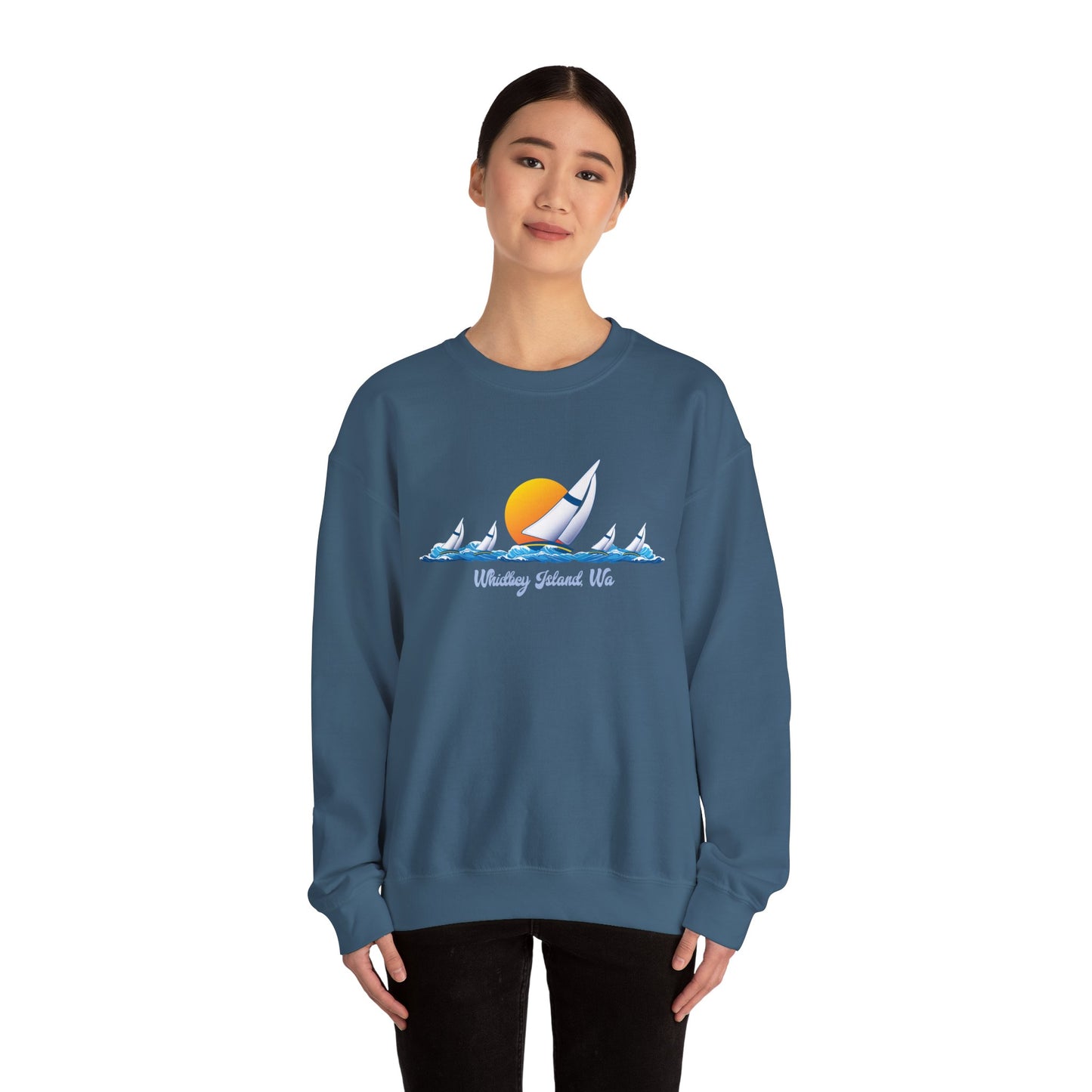 WHIDBEY ISLAND WA Sail Away Unisex Heavy Blend™ Crewneck Sweatshirt