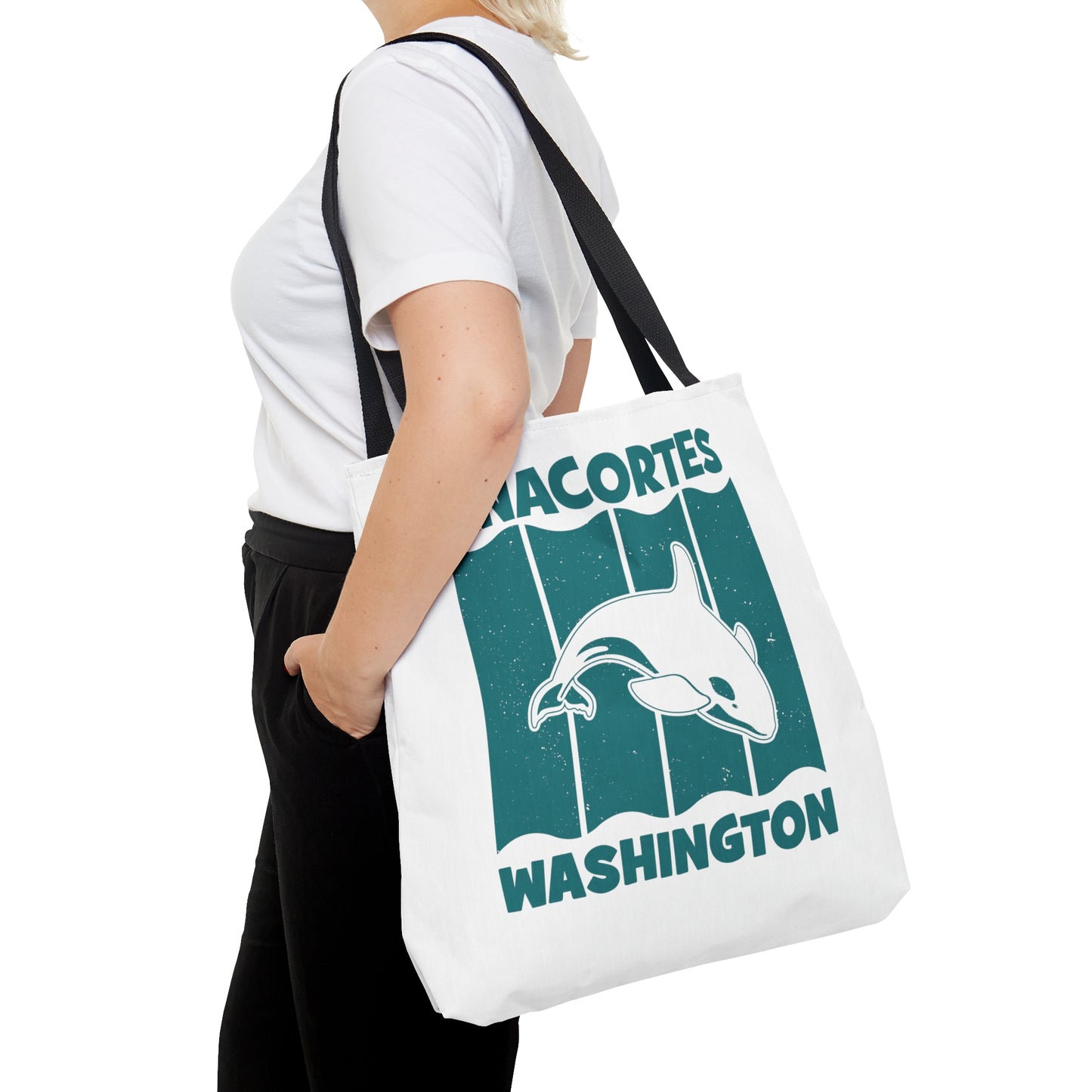 Anacortes Teal Orca Tote Bag