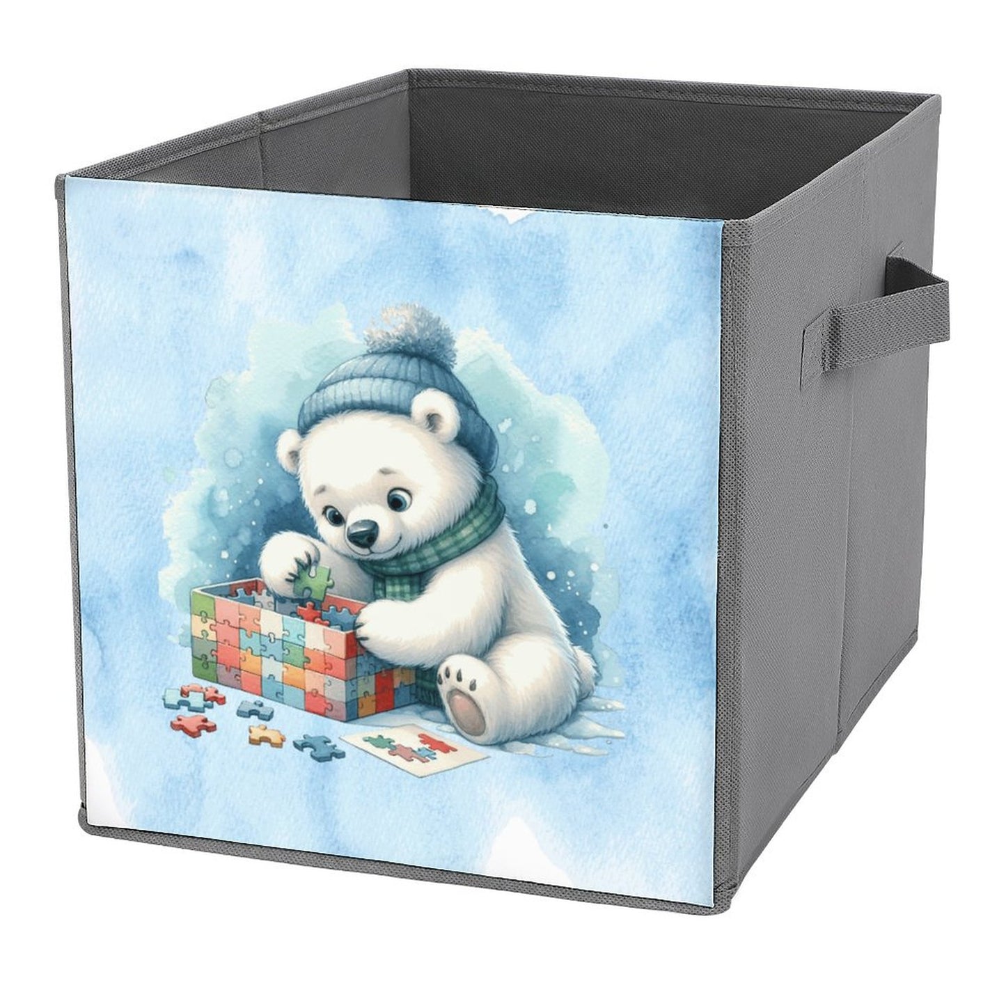 Winter Baby Bear Folding Storage Bin