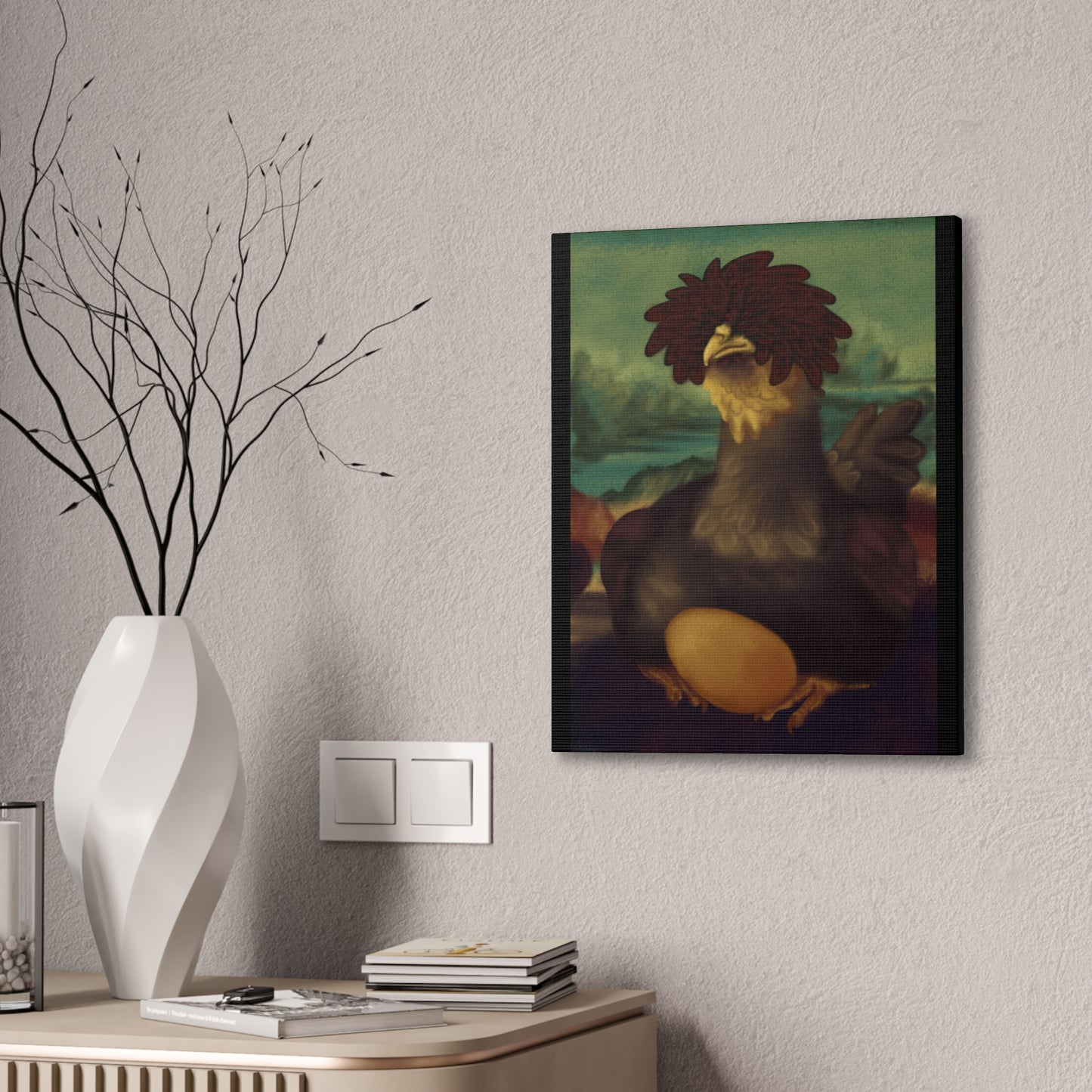 Chicken Lisa by Monues Canvas Stretched, 0.75"