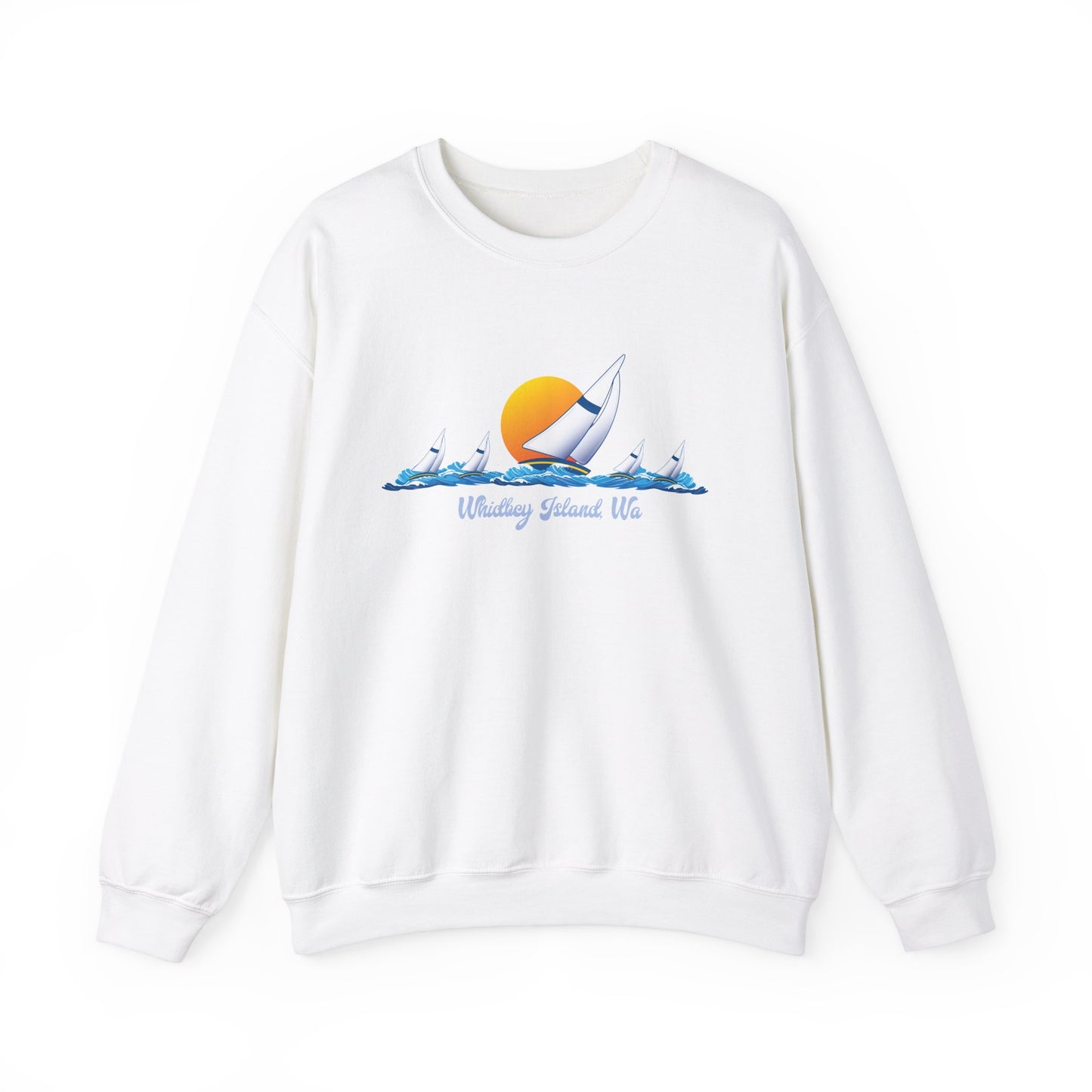 WHIDBEY ISLAND WA Sail Away Unisex Heavy Blend™ Crewneck Sweatshirt