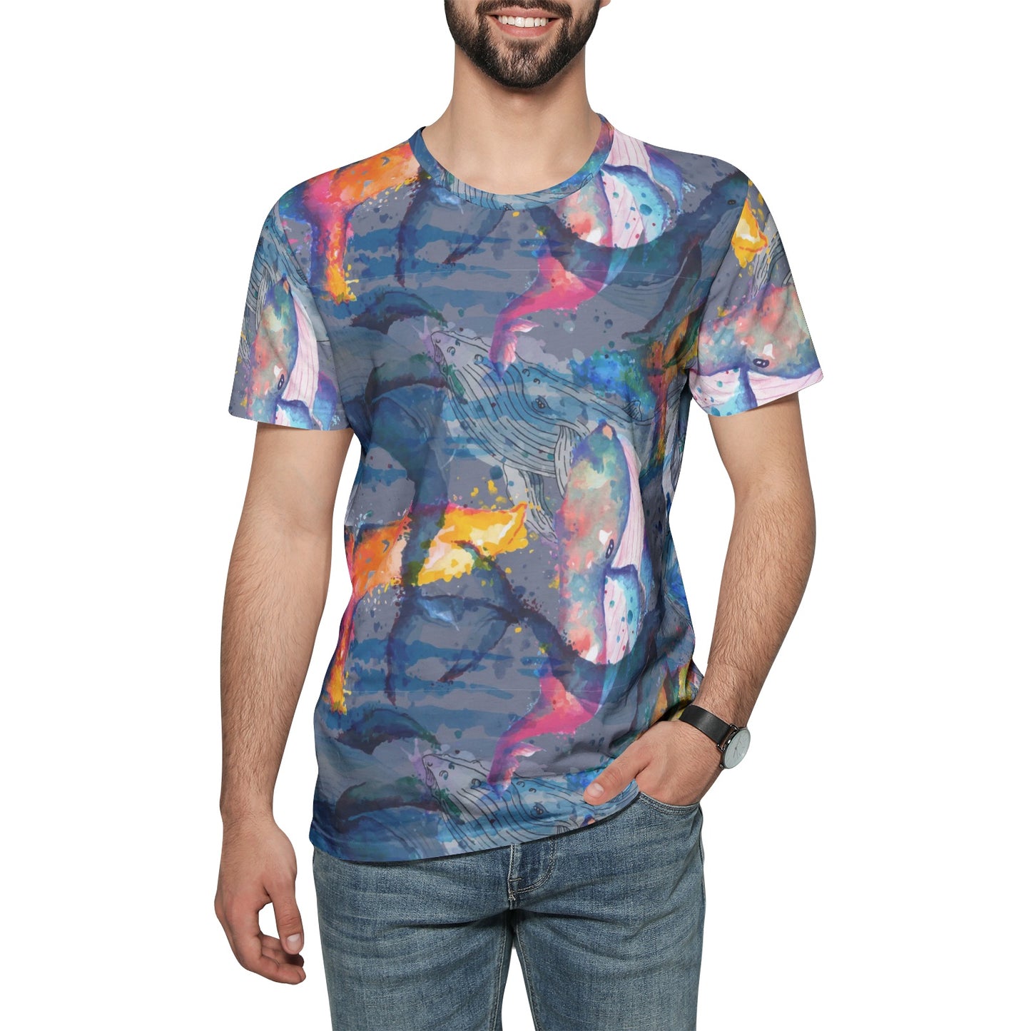 WHALE WONDER Unisex All-Over Print Cotton T-shirts