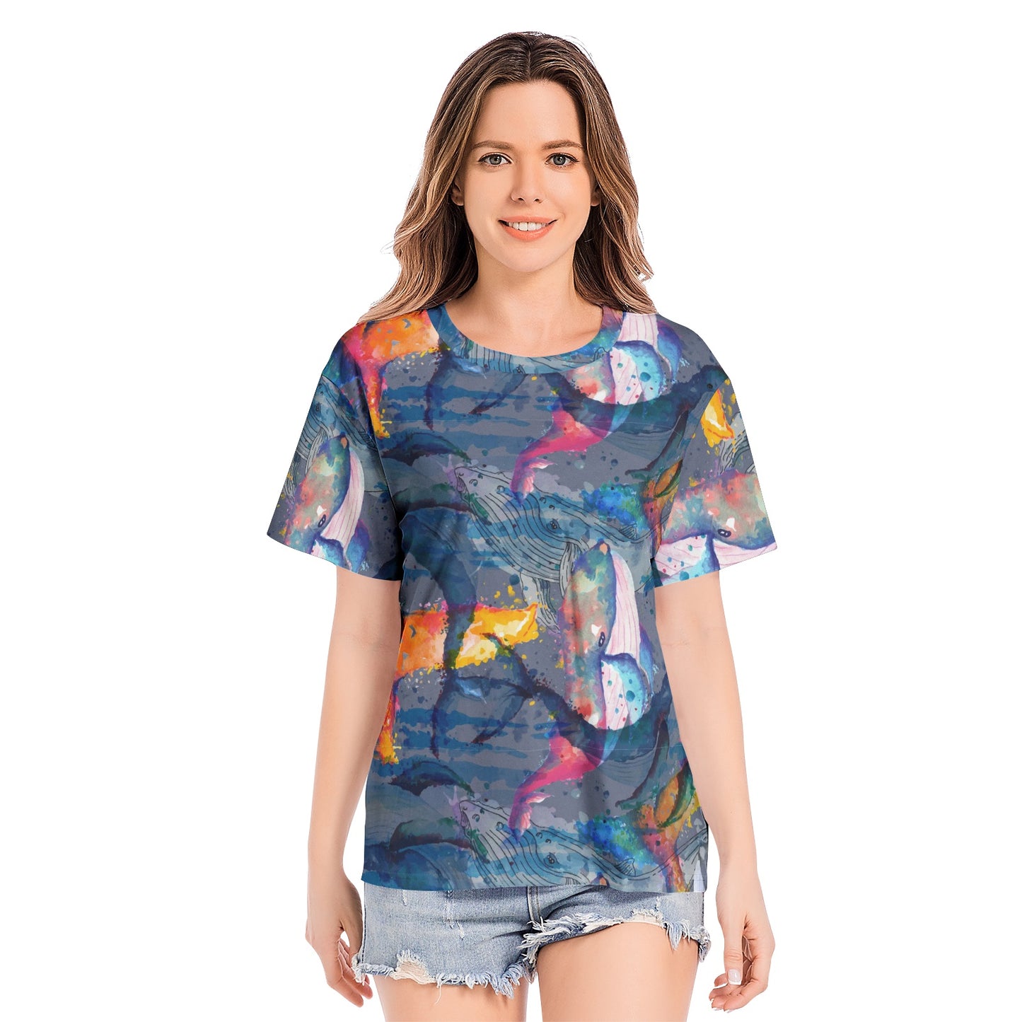 WHALE WONDER Unisex All-Over Print Cotton T-shirts