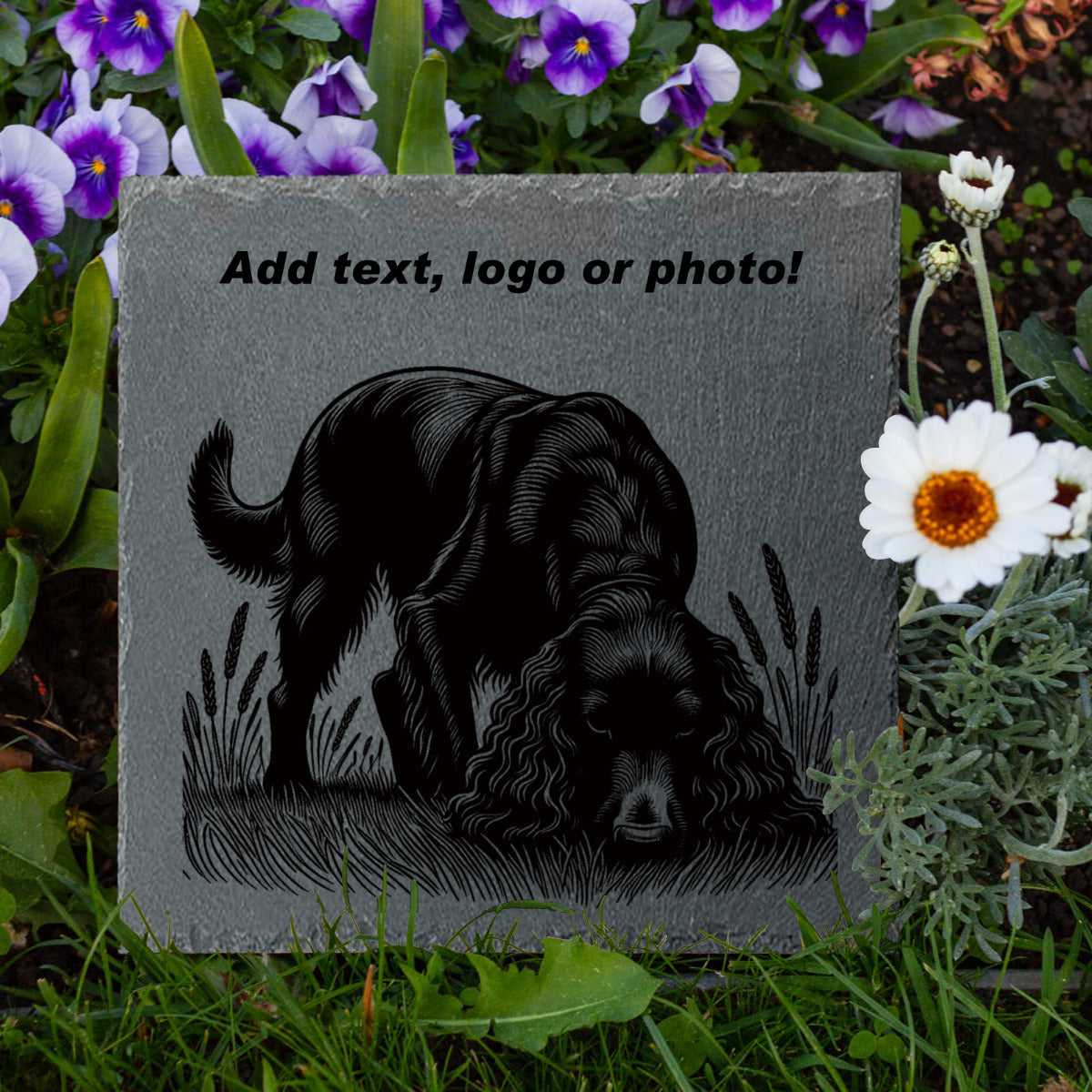 Single Side Printed Square Pet Memorial Headstone | Stone
