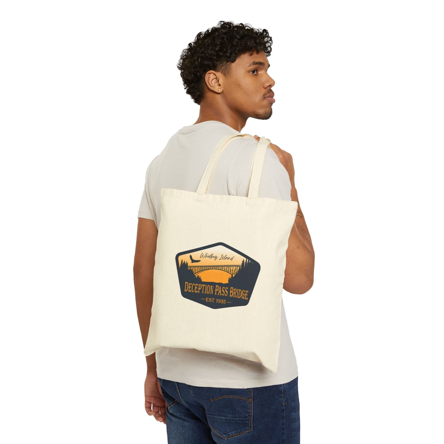 DECEPTION PASS BRIDGE, EST Cotton Canvas Tote Bag