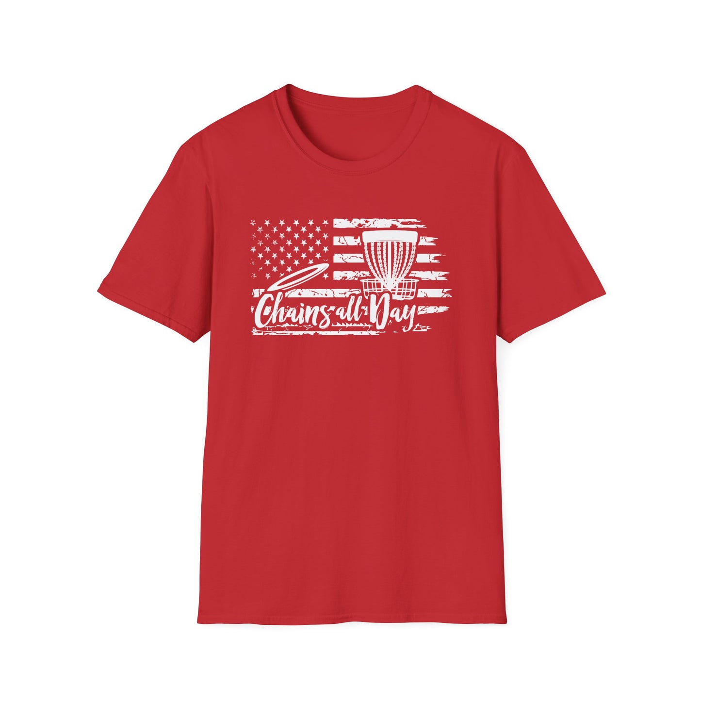 CHAINS ALL DAY - USA FLAG - DISC GOLF Unisex Softstyle T-Shirt