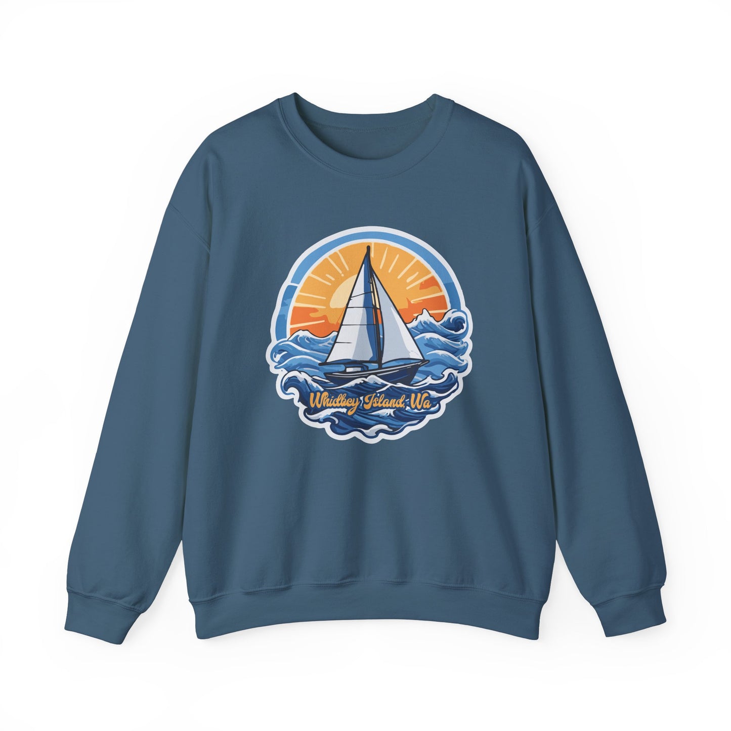 WHIDBEY ISLAND WA Sunny Sailing Unisex Heavy Blend™ Crewneck Sweatshirt