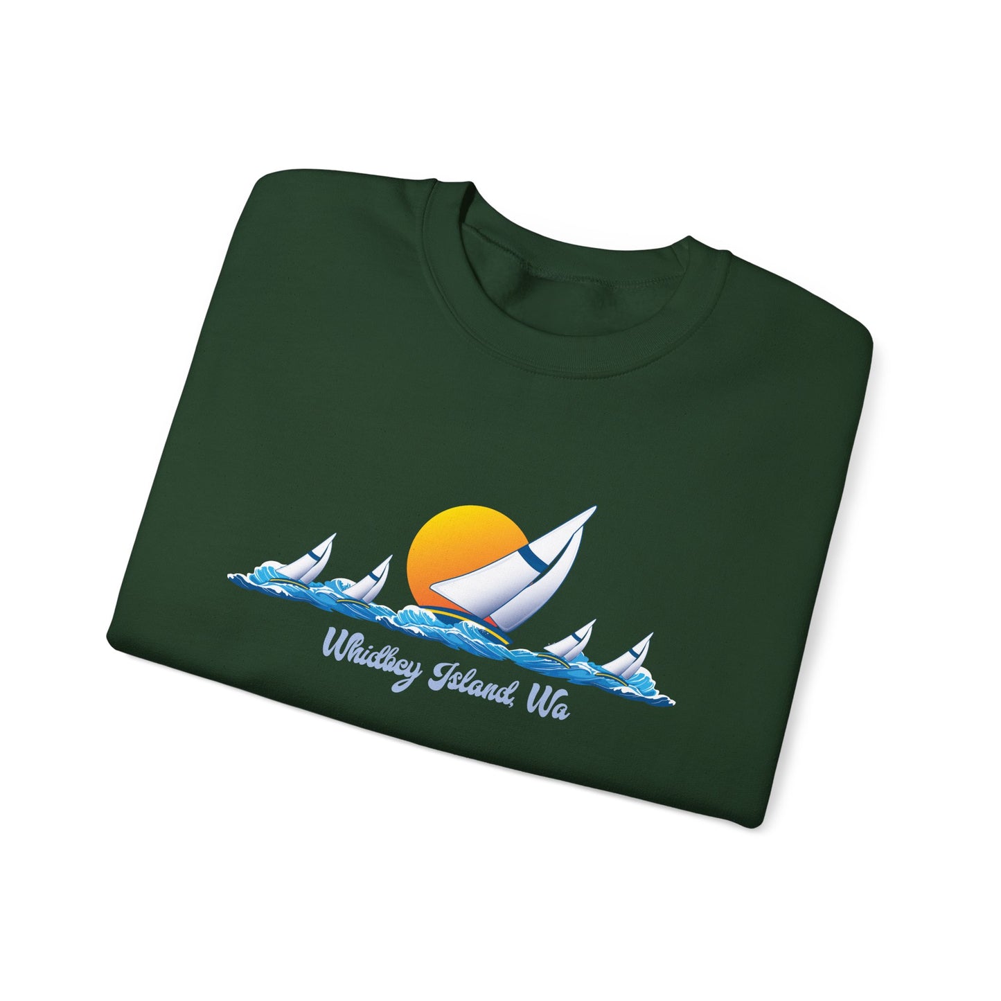 WHIDBEY ISLAND WA Sail Away Unisex Heavy Blend™ Crewneck Sweatshirt