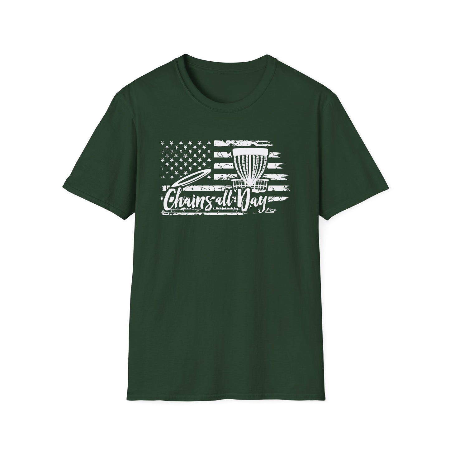 CHAINS ALL DAY - USA FLAG - DISC GOLF Unisex Softstyle T-Shirt