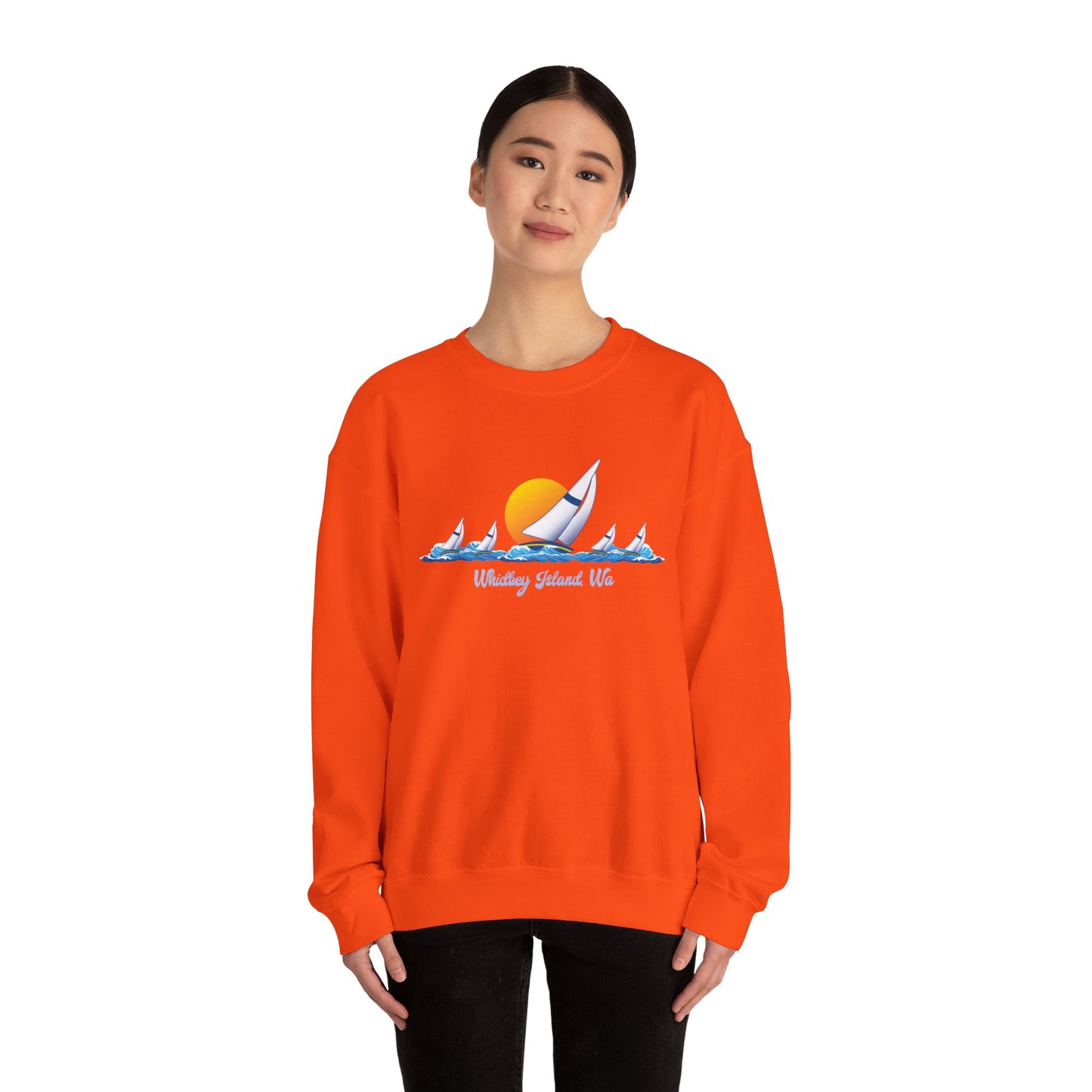 WHIDBEY ISLAND WA Sail Away Unisex Heavy Blend™ Crewneck Sweatshirt