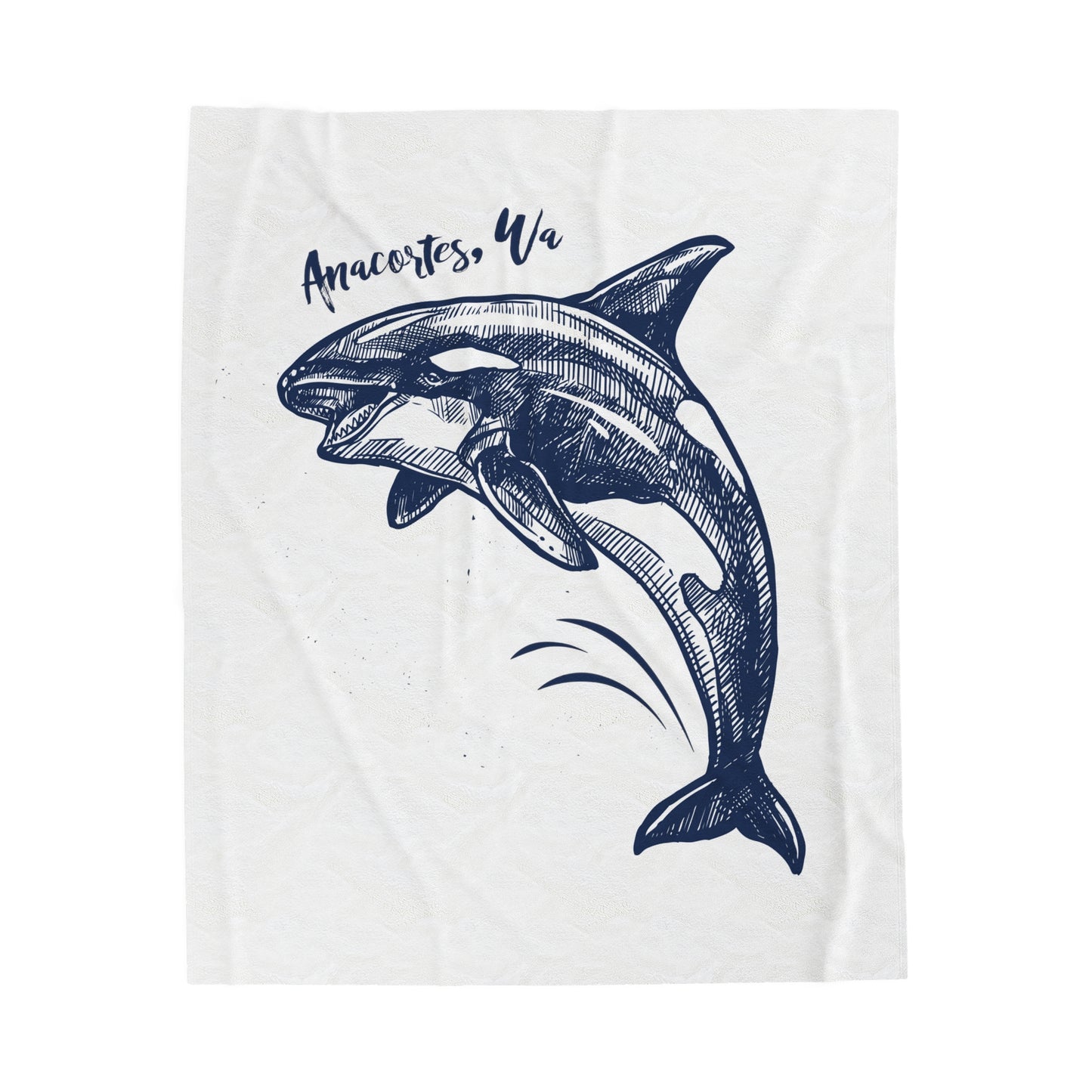 Anacortes Orca Sketch Velveteen Plush Blanket