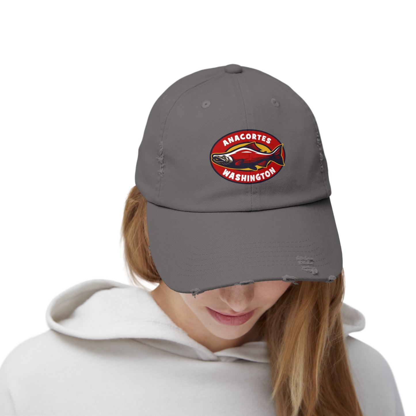 ANACORTES SALMON Unisex Distressed Cap