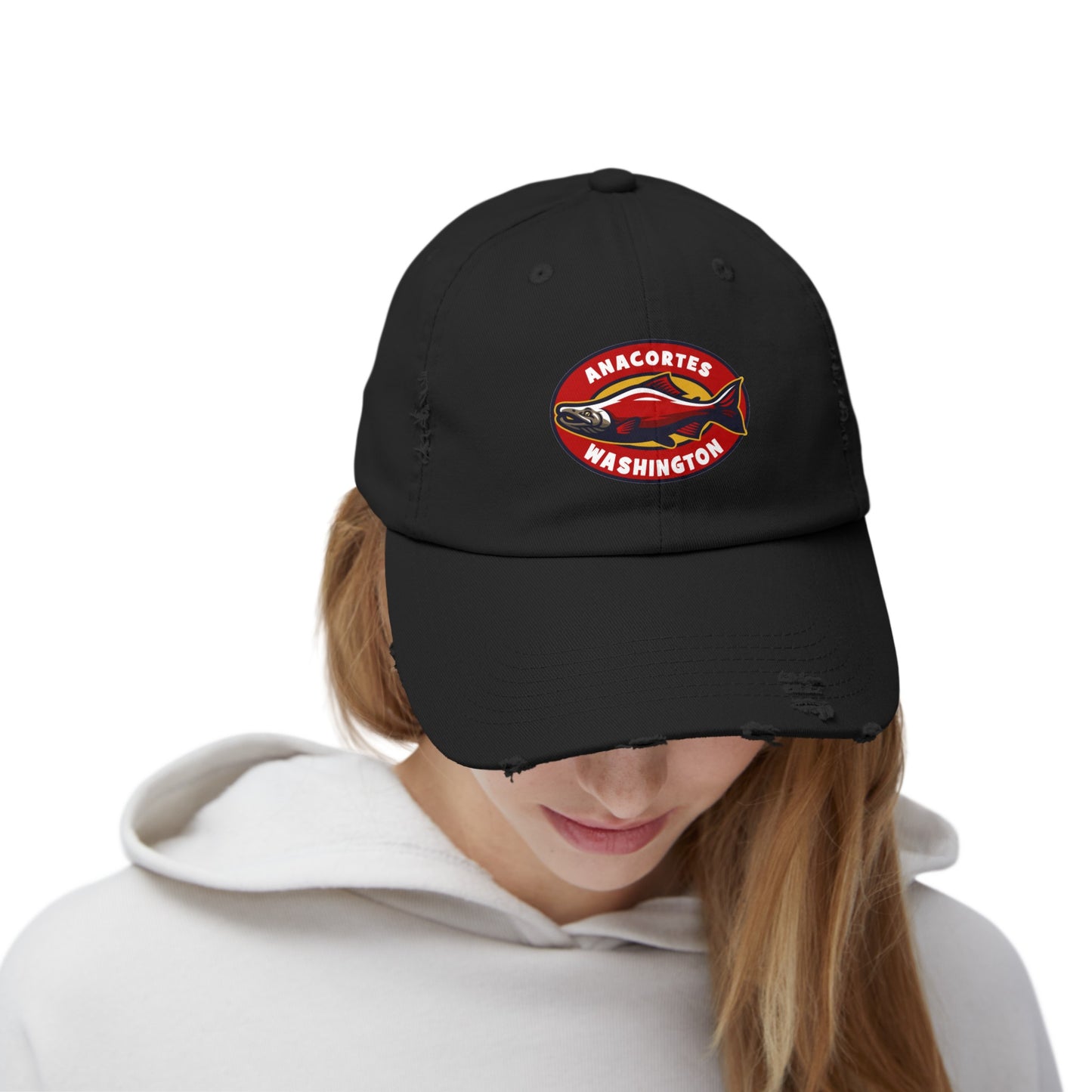 ANACORTES SALMON Unisex Distressed Cap