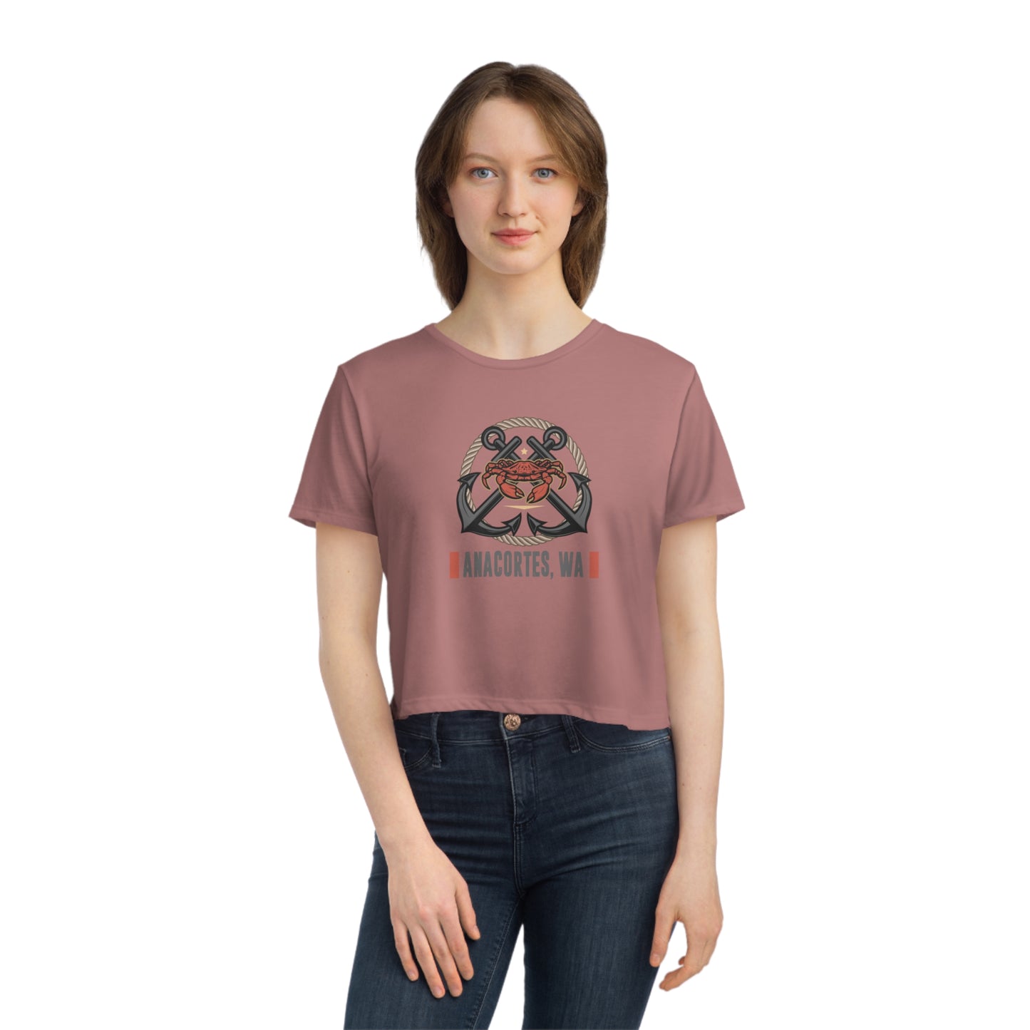 ANACORTES CRAB Women's Flowy Cropped Tee