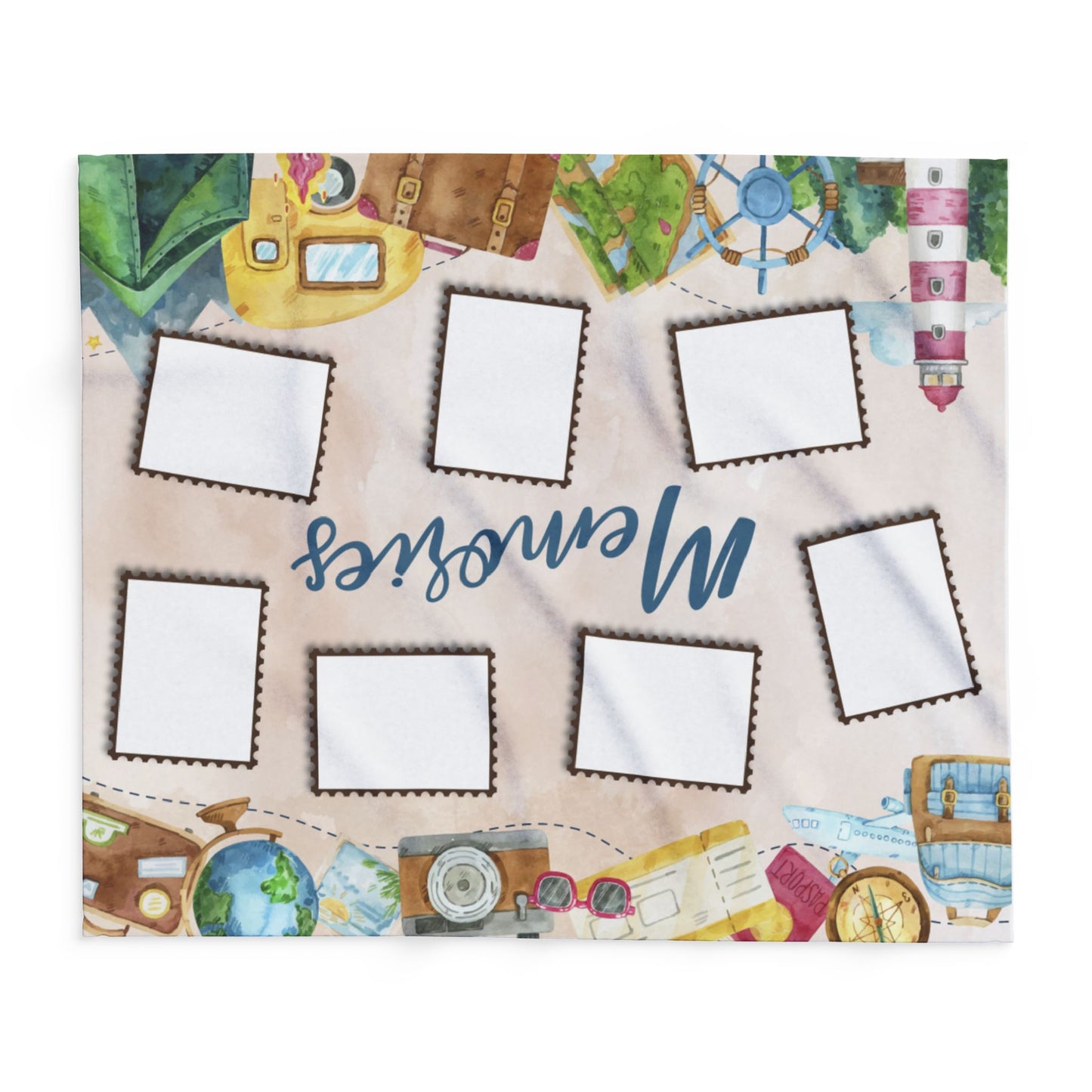 TRAVEL MEMORIES PHOTO BLANKET - Blank - Add Your Own Photos! Arctic Fleece Blanket