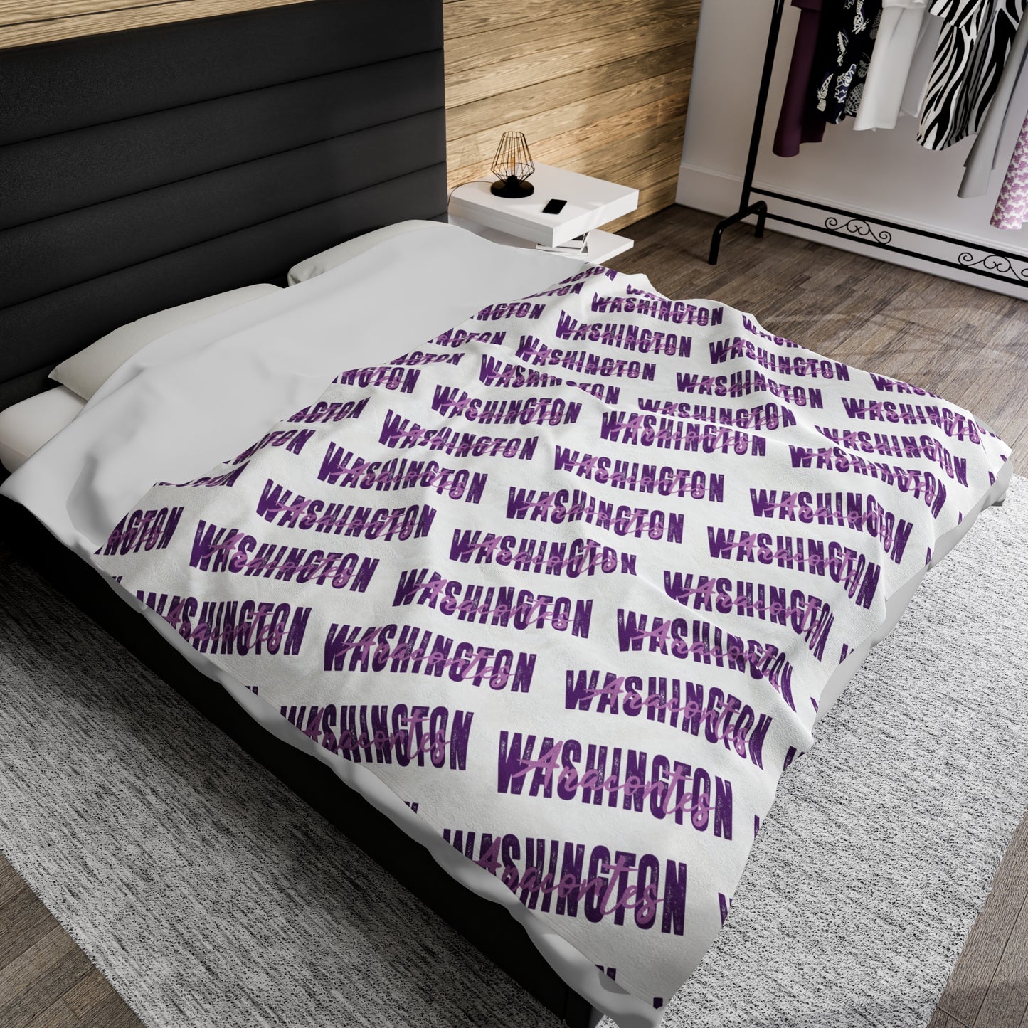 ANACORTES WASHINGTON TEXT Velveteen Plush Blanket