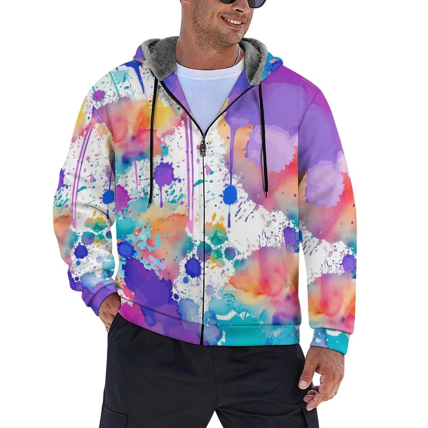 SUPER SPLATTER 230gsm Full Zip up Hoodie with Plush Lining WZIP (All-Over Printing)