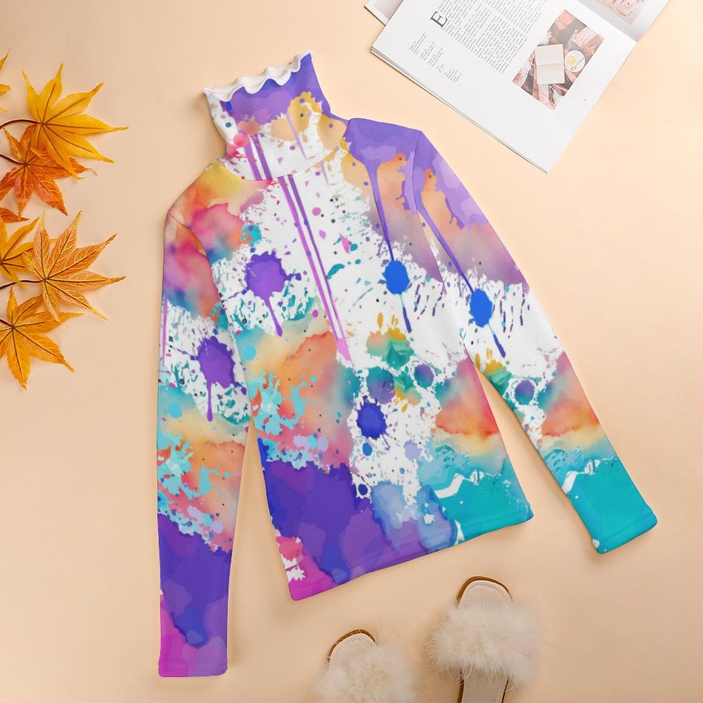 Women Long Sleeve Turtleneck Sweater MY08 (All-Over Printing)