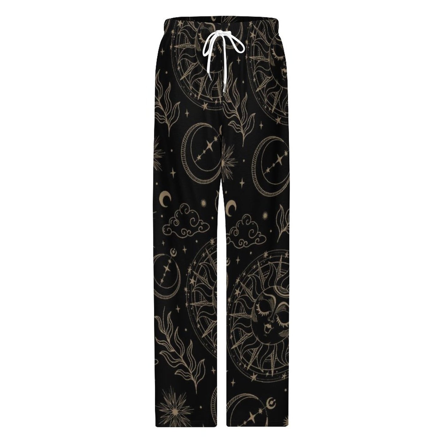 170gsm Faux Cotton Drawstring Women Wide Leg Pajamas Pants LM072 (All-Over Printing)