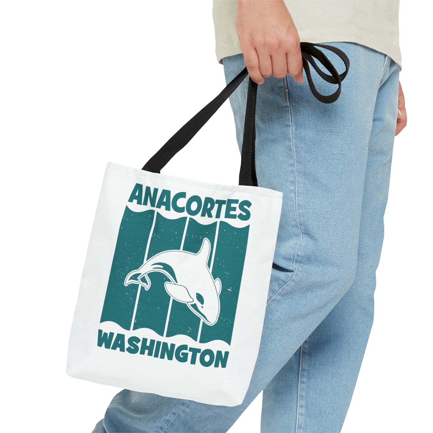 Anacortes Teal Orca Tote Bag