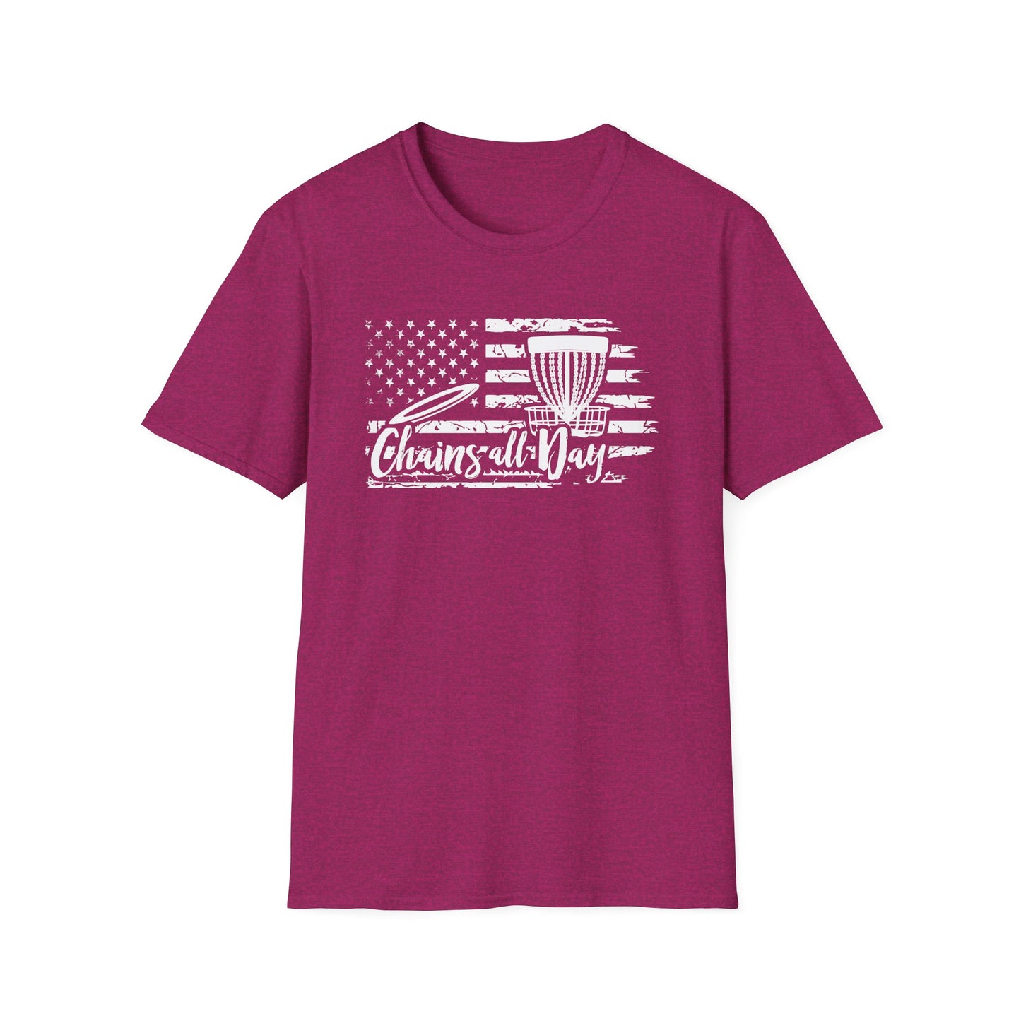 CHAINS ALL DAY - USA FLAG - DISC GOLF Unisex Softstyle T-Shirt