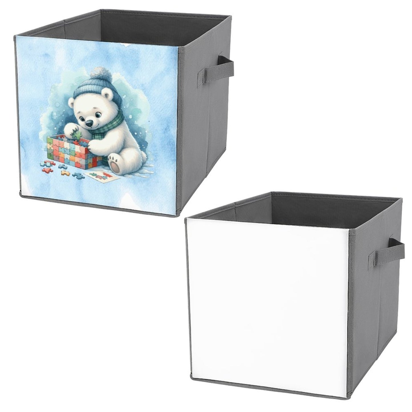 Winter Baby Bear Folding Storage Bin
