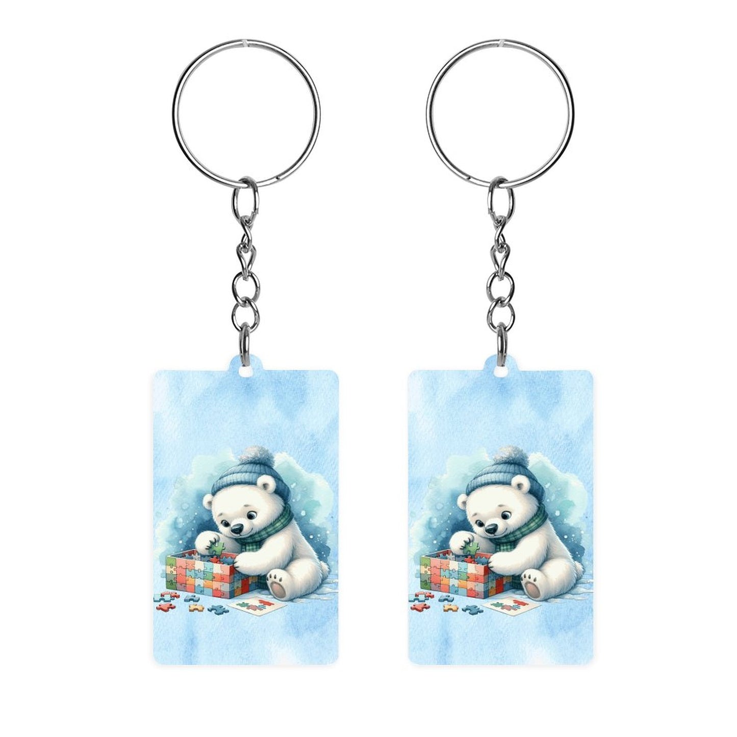 Winter Baby Bear Acrylic Keychain (Dual-sided Printing)