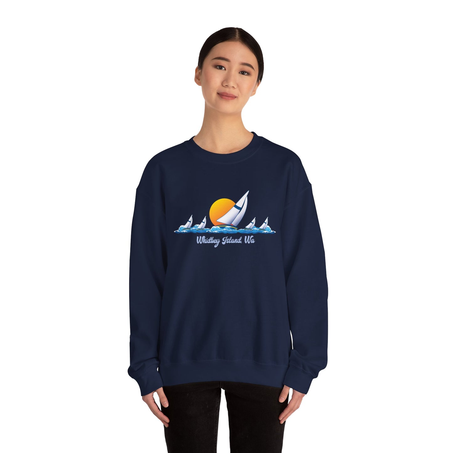 WHIDBEY ISLAND WA Sail Away Unisex Heavy Blend™ Crewneck Sweatshirt