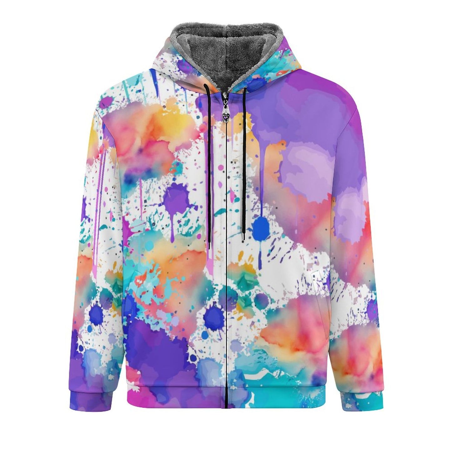 SUPER SPLATTER 230gsm Full Zip up Hoodie with Plush Lining WZIP (All-Over Printing)