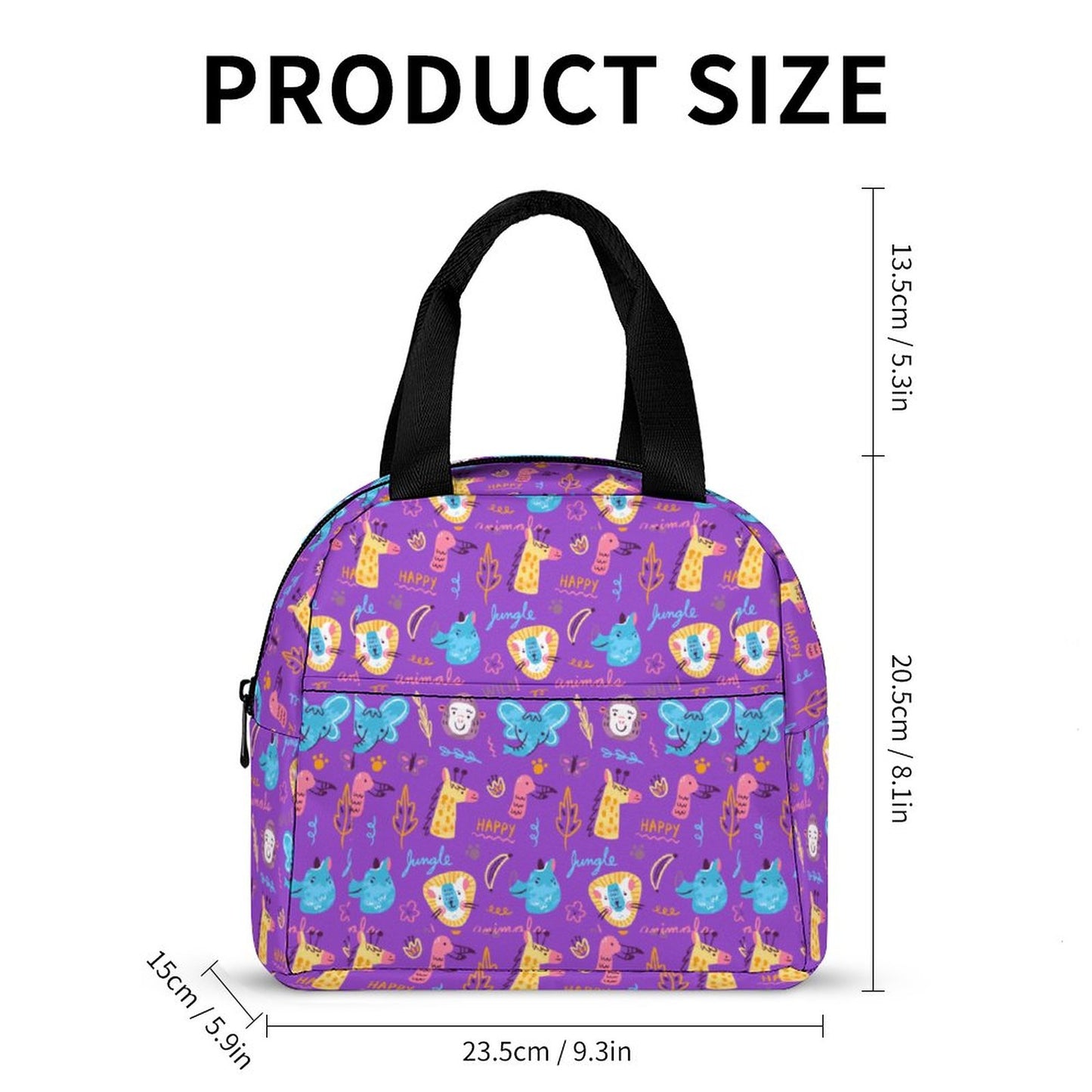 Cute Animals Insulated Lunch Bag with Pocket