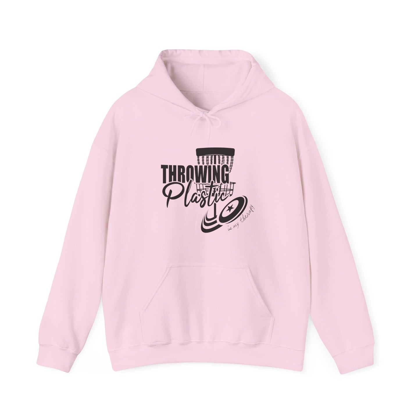 THROWING PLASTIC IS MY THERAPY - DISC GOLF Unisex Heavy Blend™ Hooded Sweatshirt