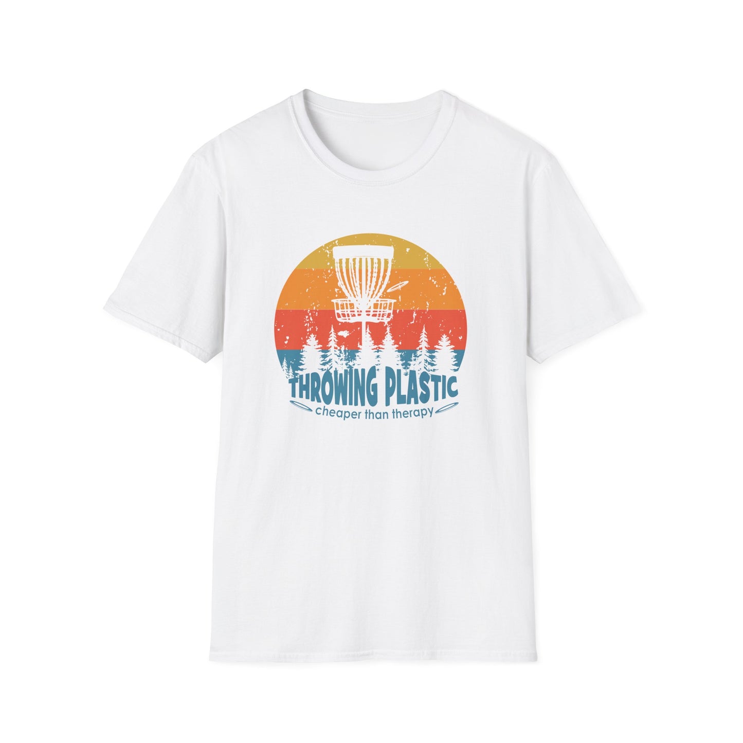THROWING PLASTIC, CHEAPER THAN THERAPY Unisex Softstyle T-Shirt