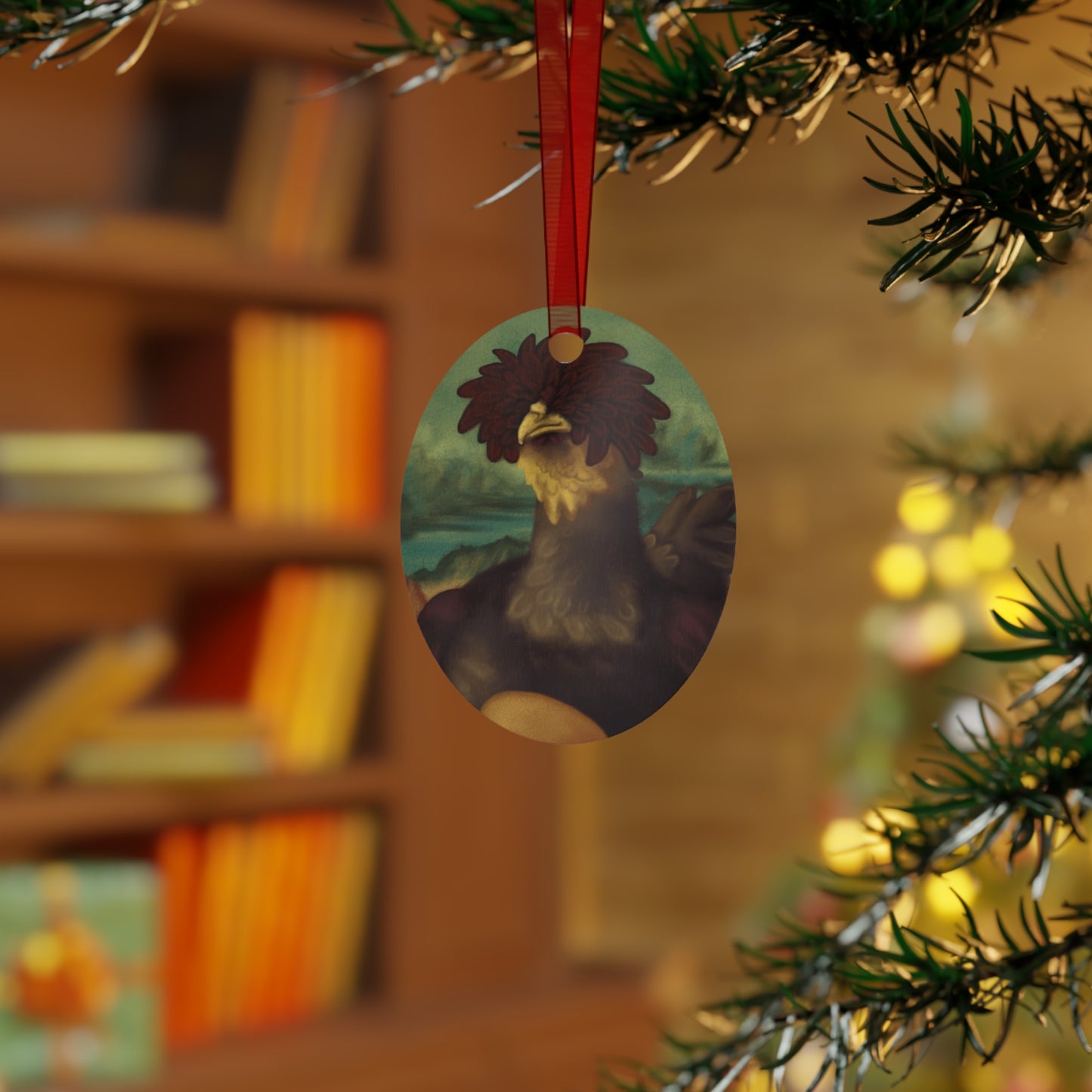 Chicken Lisa by Monues Metal Ornaments