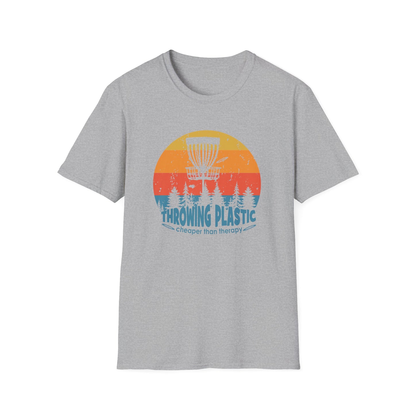 THROWING PLASTIC, CHEAPER THAN THERAPY Unisex Softstyle T-Shirt