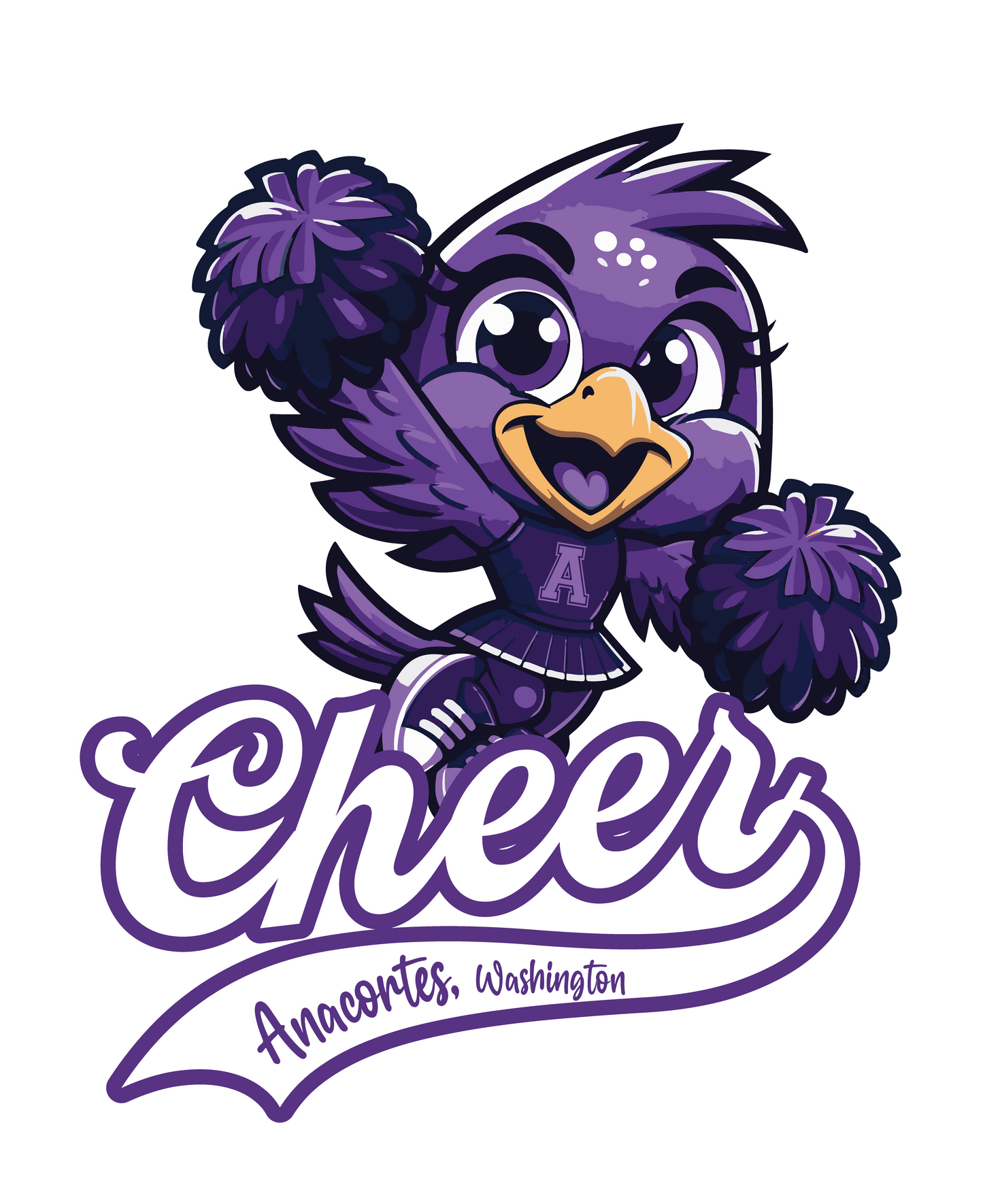 ANACORTES SEAHAWKS CHEER MASCOT 50/50 TEE SHIRT