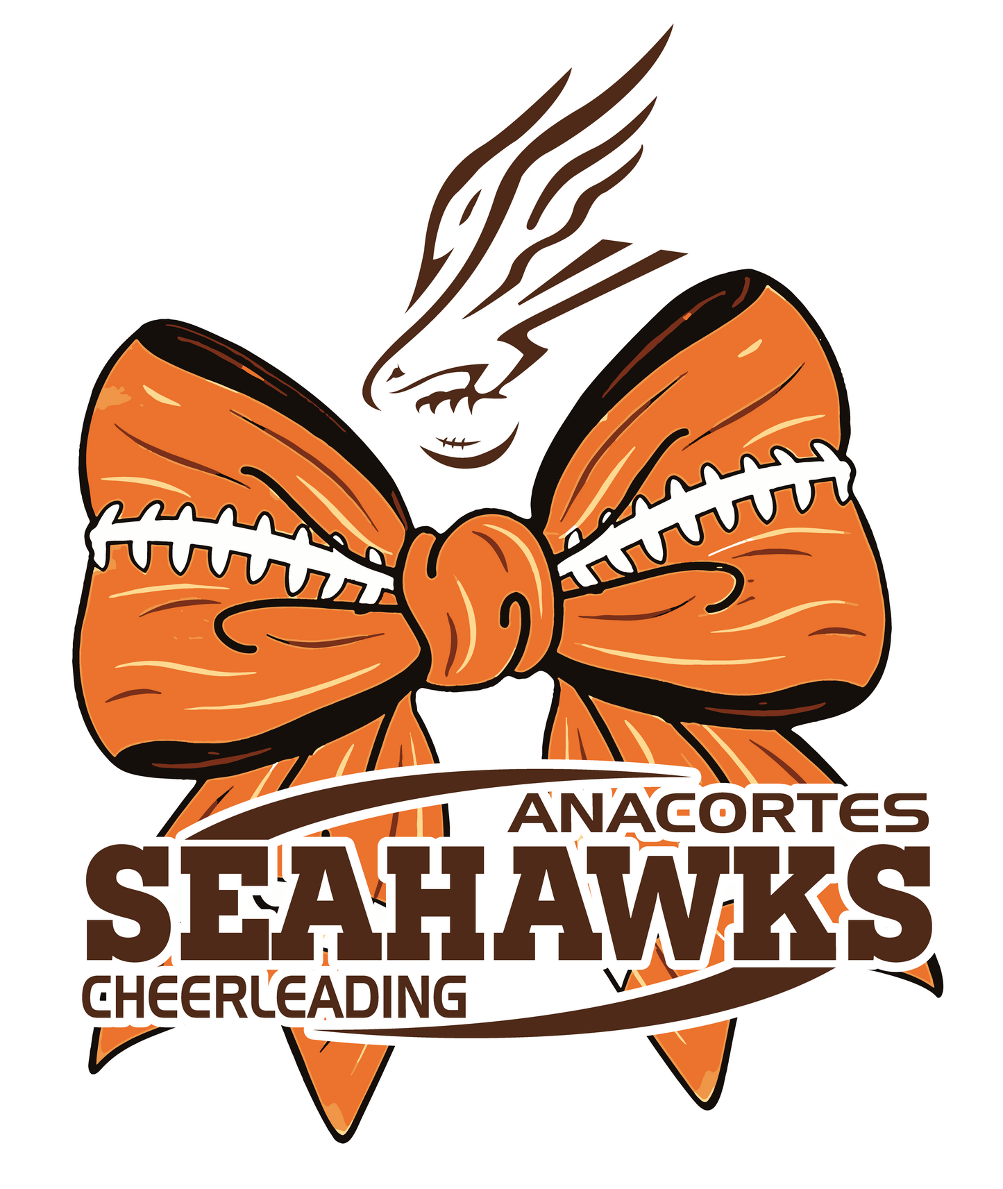 ANACORTES CHEERLEADING FOOTBALL BOW 50/50 TEE SHIRT