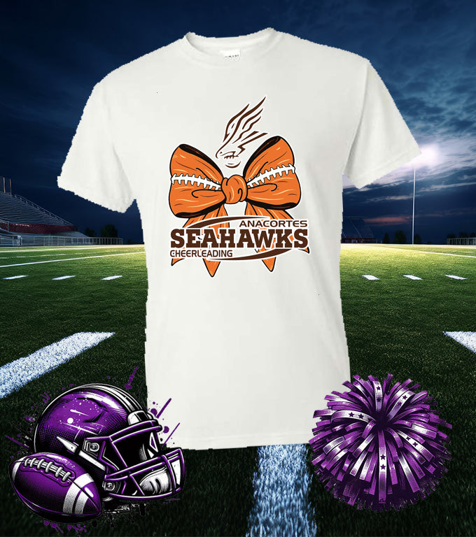 ANACORTES CHEERLEADING FOOTBALL BOW 50/50 TEE SHIRT