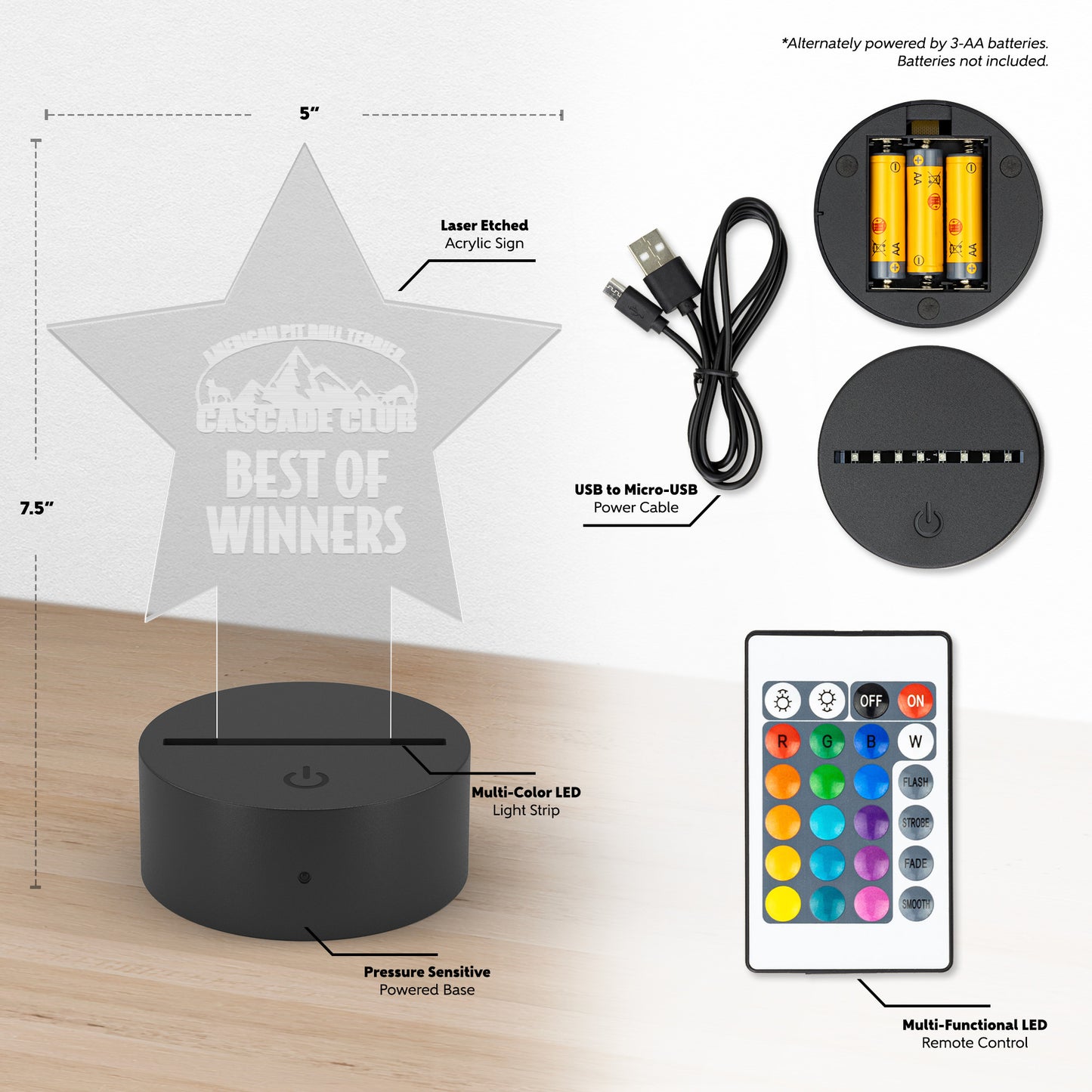 Star Pedestal Acrylic LED Sign