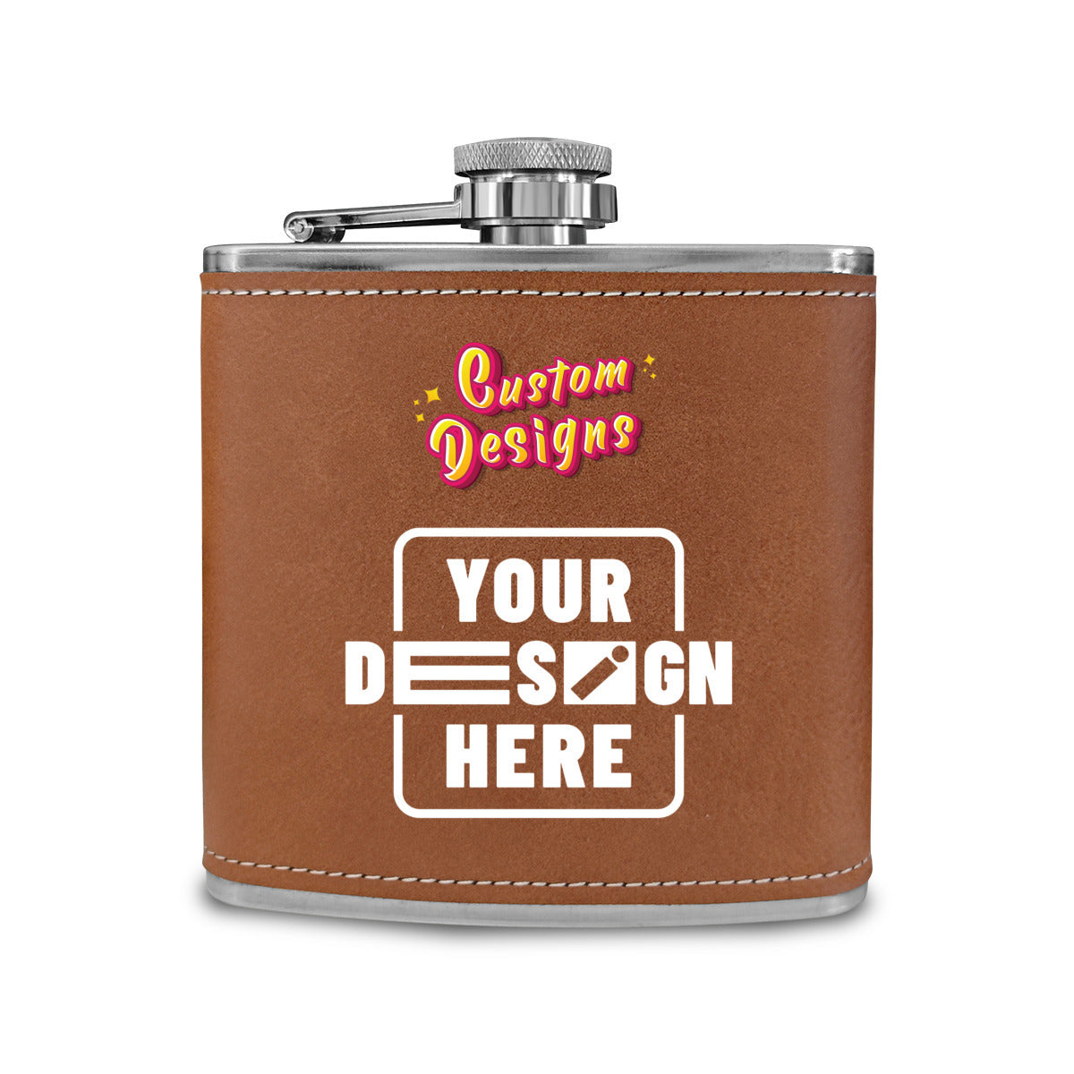 Personalized Leather Flask (6oz) | Stainless steel 304