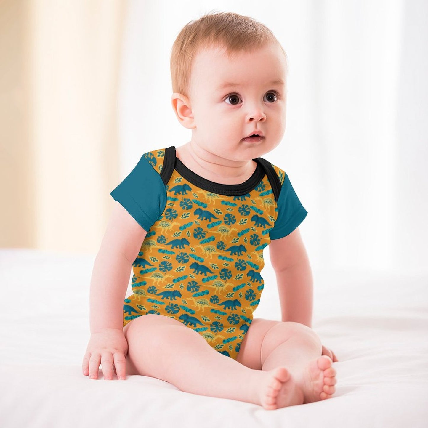 220gsm Faux Cotton Short Sleeve Baby Romper 349P (All-over Printing)