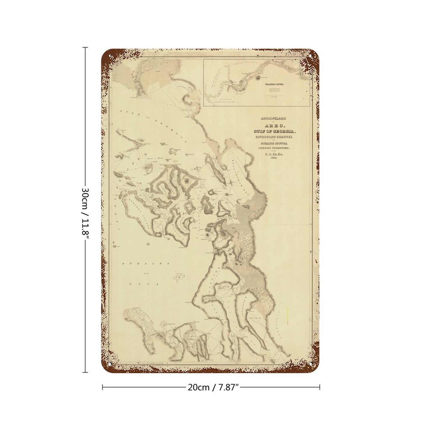 ANACORTES MAP Rusted Vintage Metal Sign