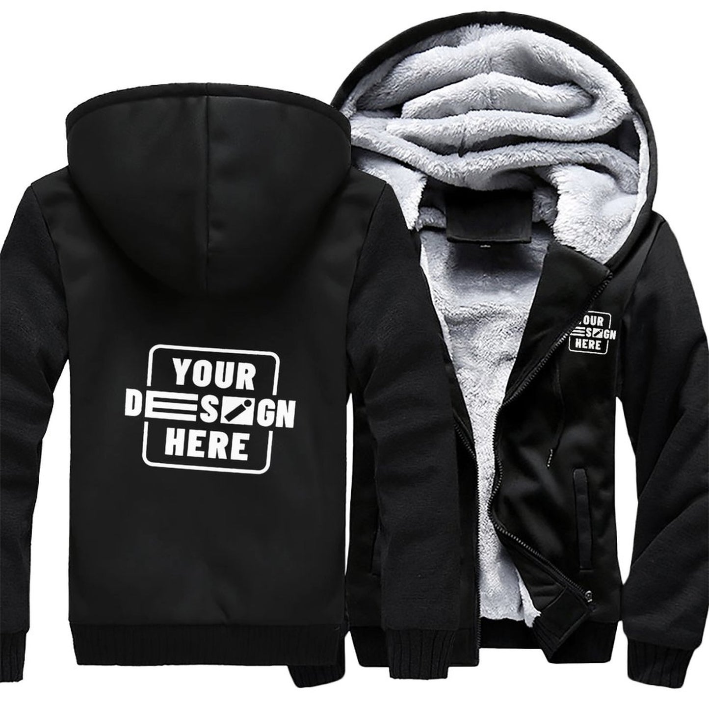260gsm Men’s Plush Full Zip Hoodie (Partial Printing)