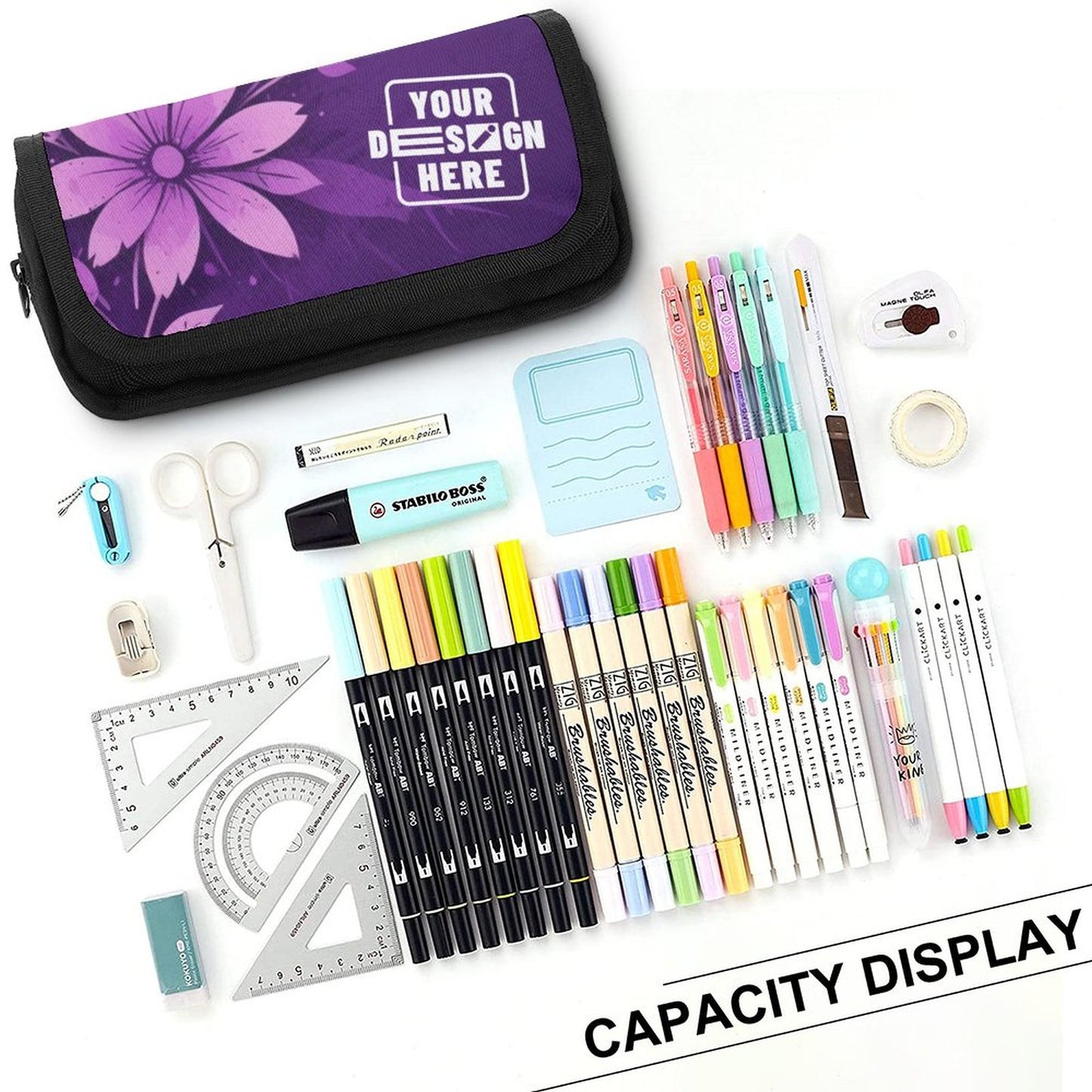 2-Compartment Zipper Pencil Case