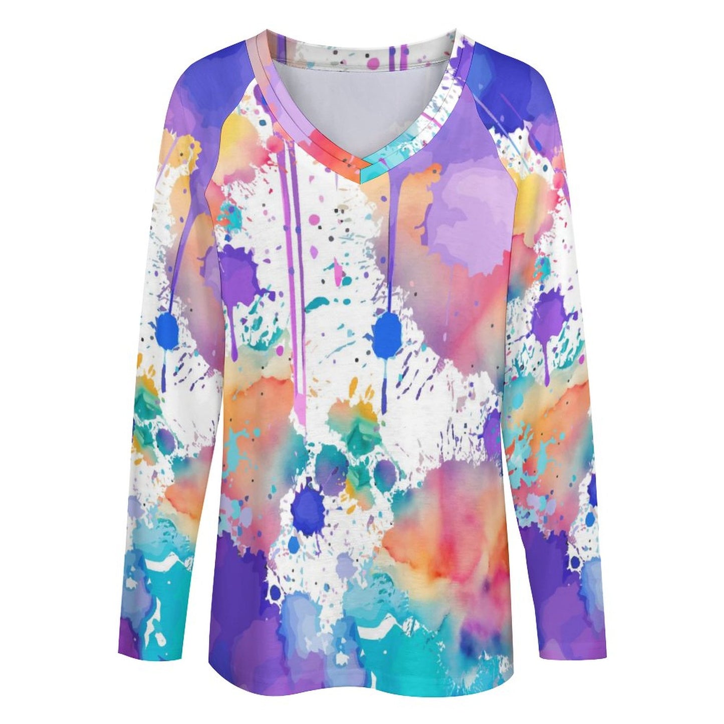 V-neck Loose Long Sleeve T-shirt TLREV2 (All-Over Printing)