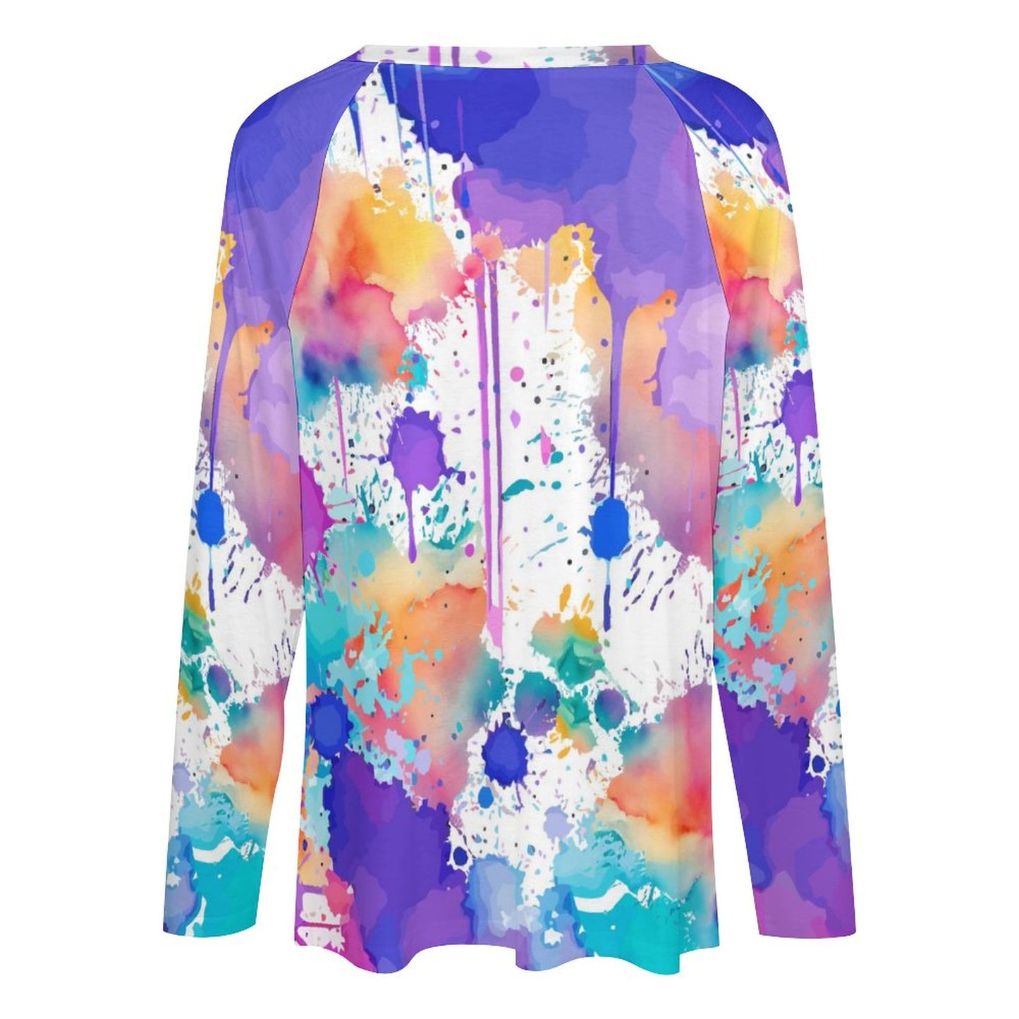 V-neck Loose Long Sleeve T-shirt TLREV2 (All-Over Printing)