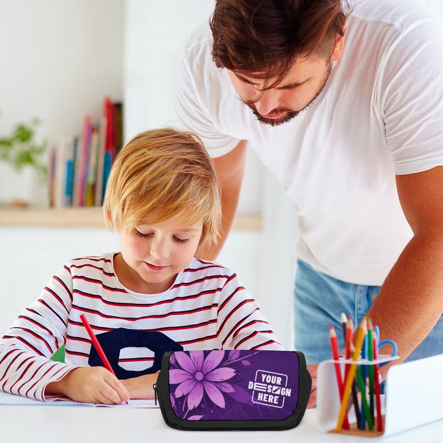 2-Compartment Zipper Pencil Case